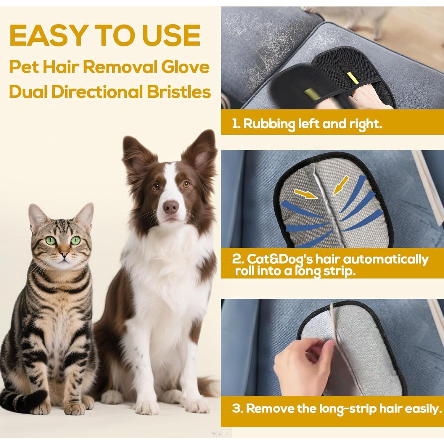 Guantes Quitapelos para Mascotas BABORUI - 2 Paquete Ecológicos