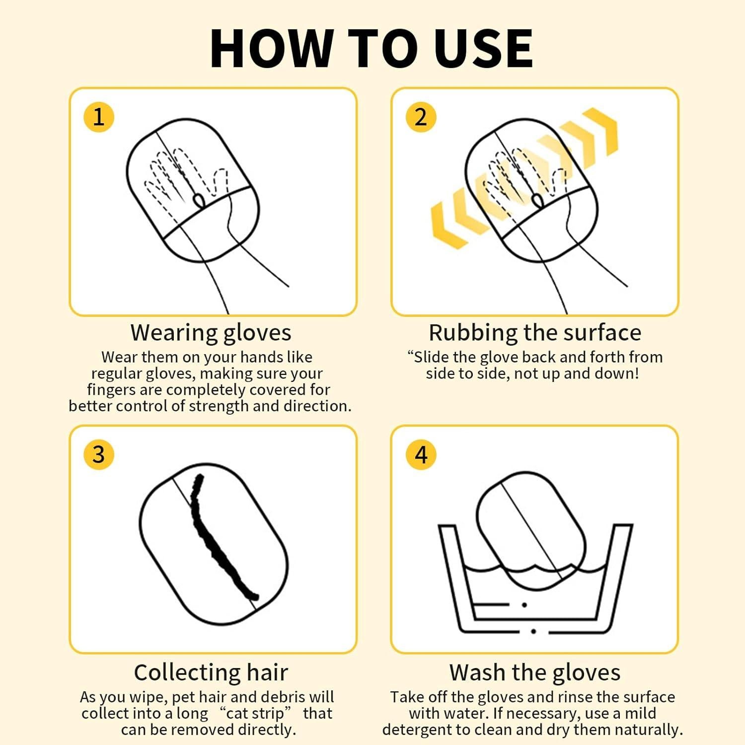 Guantes de Remoción de Estática QIYUDA para Mascotas - 1 pieza