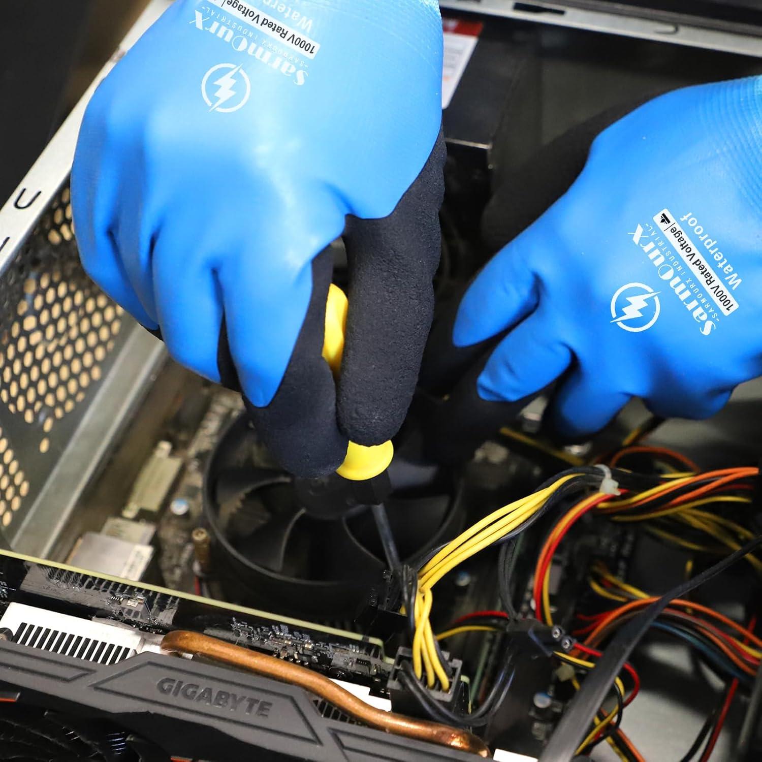 Guantes Aislantes 1000V Impermeables Antideslizantes Azul