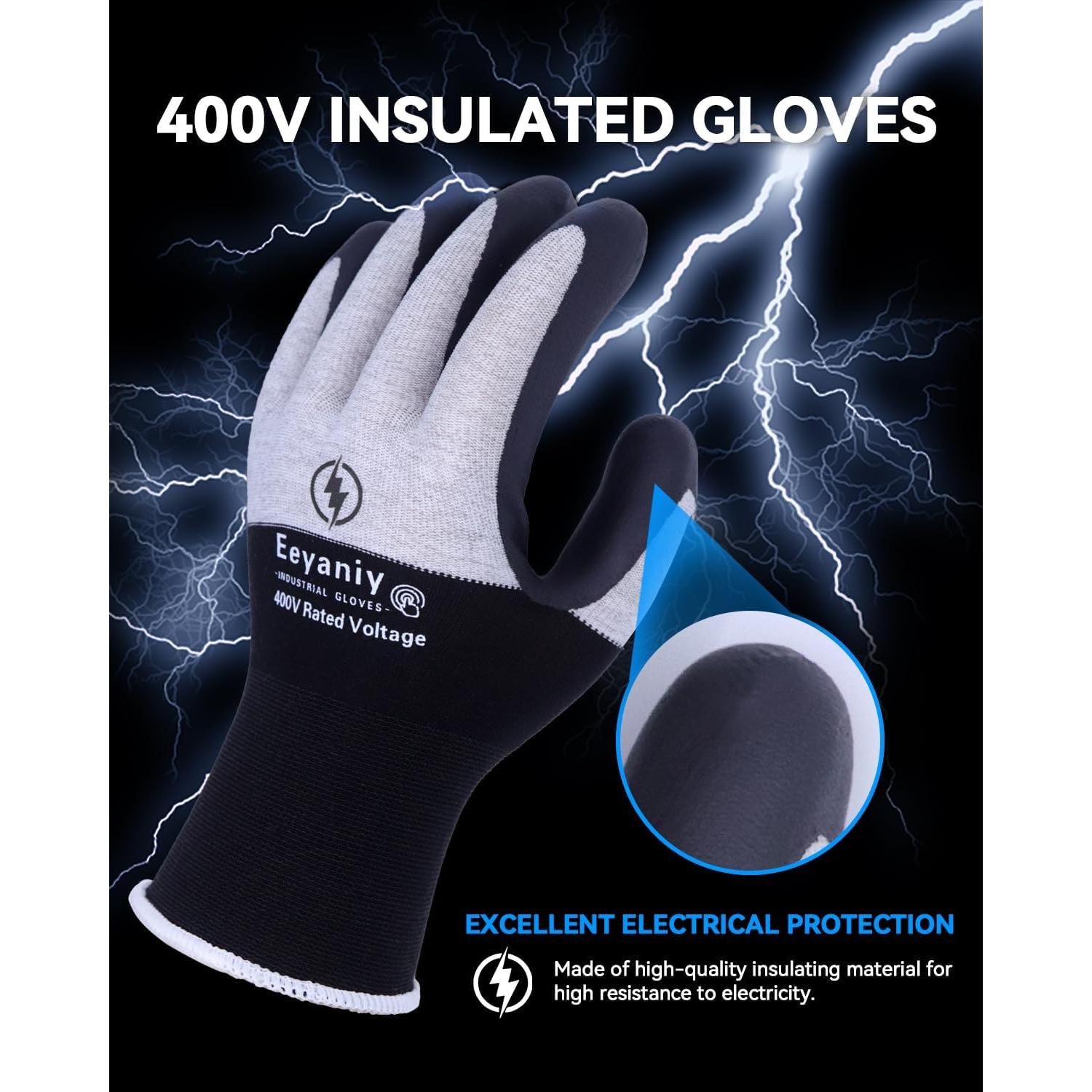 Guantes de Electricista Aislados 400V Nylon Antideslizantes