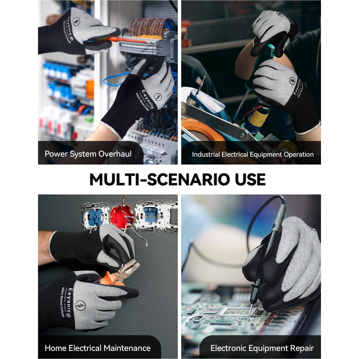 Guantes de Electricista Aislados 400V Nylon Antideslizantes