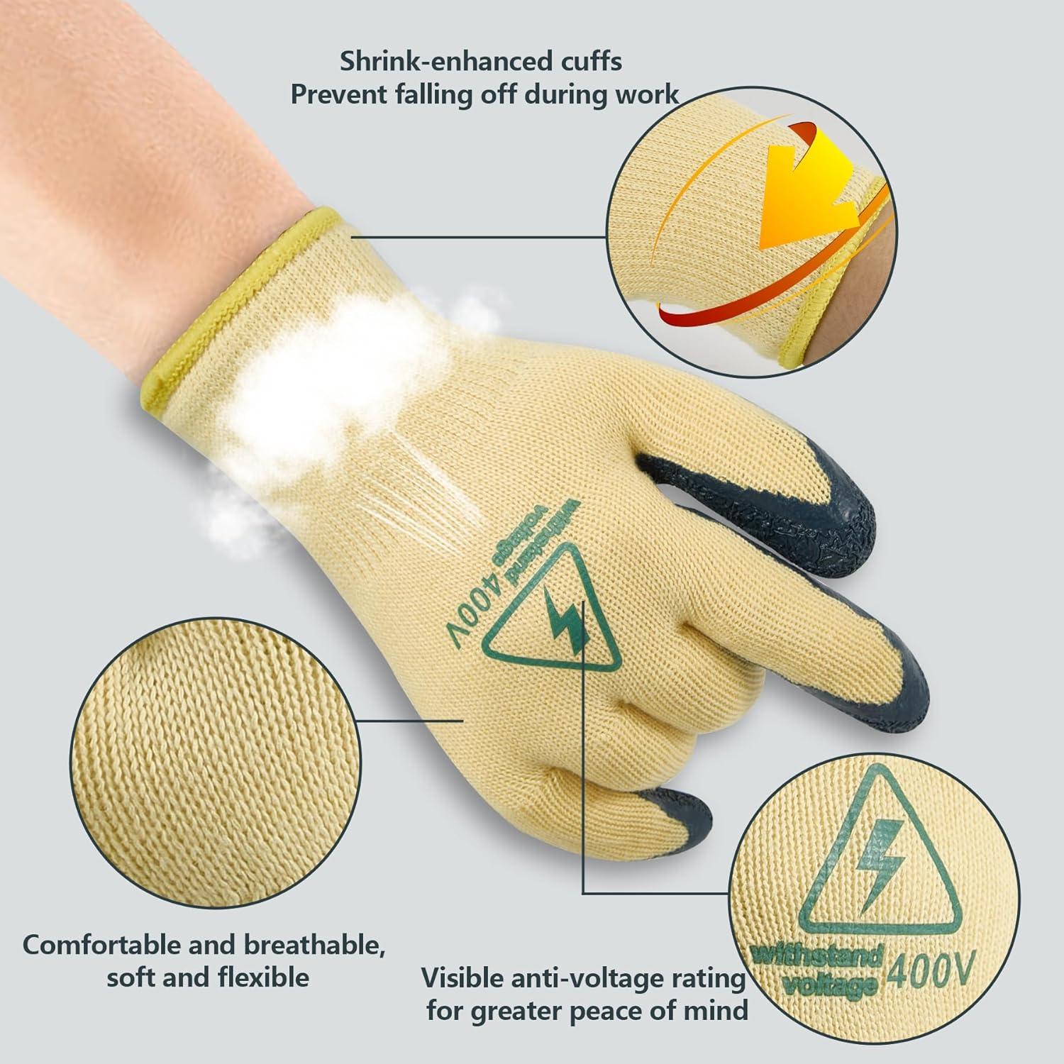 Guantes Aislantes de Electricista 400V con Textura Antideslizante