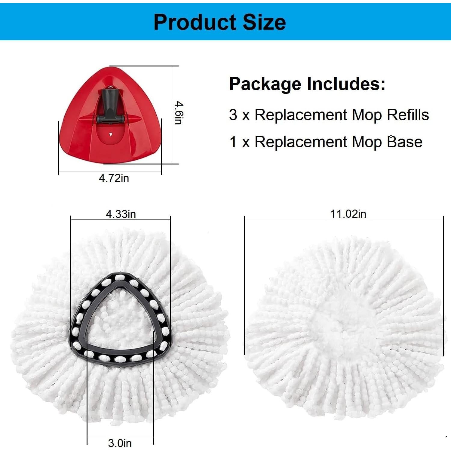 Paquete de 3 cabezales de mopa KAMISAFE para O Cedar RinseClean