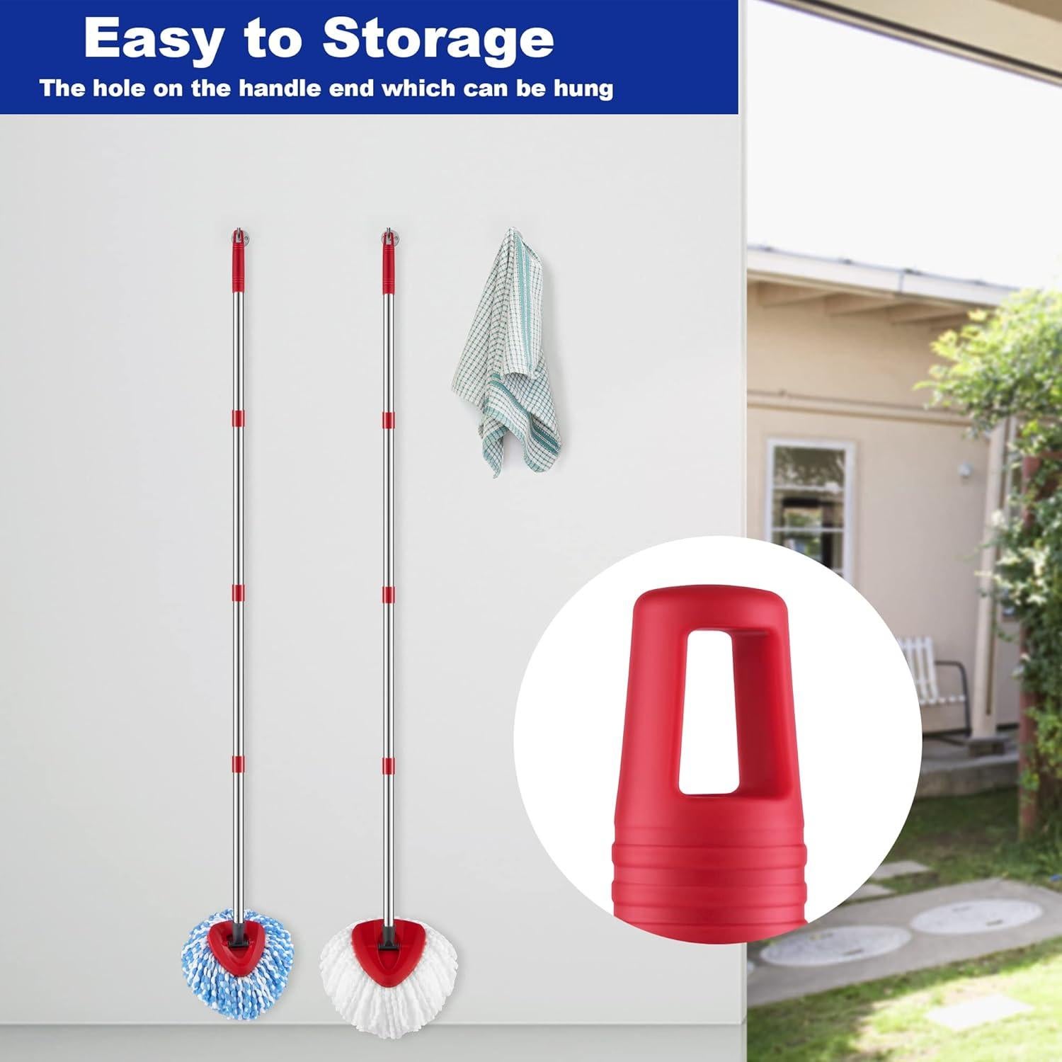 Mango de Mopa Giratoria TIDYKITC Ajustable 30-58" Acero Inoxidable