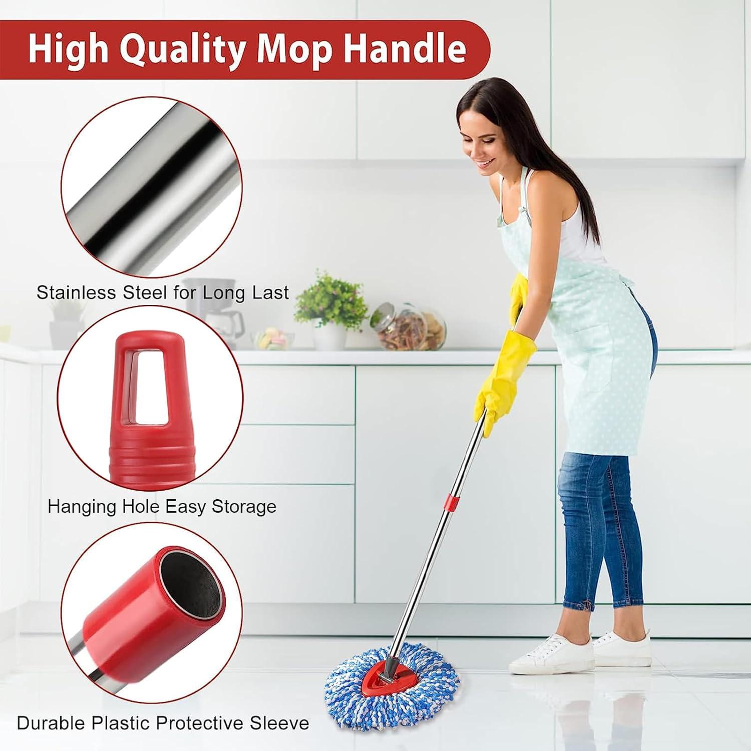 Conjunto de Mop HiBaBy con 2 Cabezas de Microfibra y Mango Ajustable 76-147cm