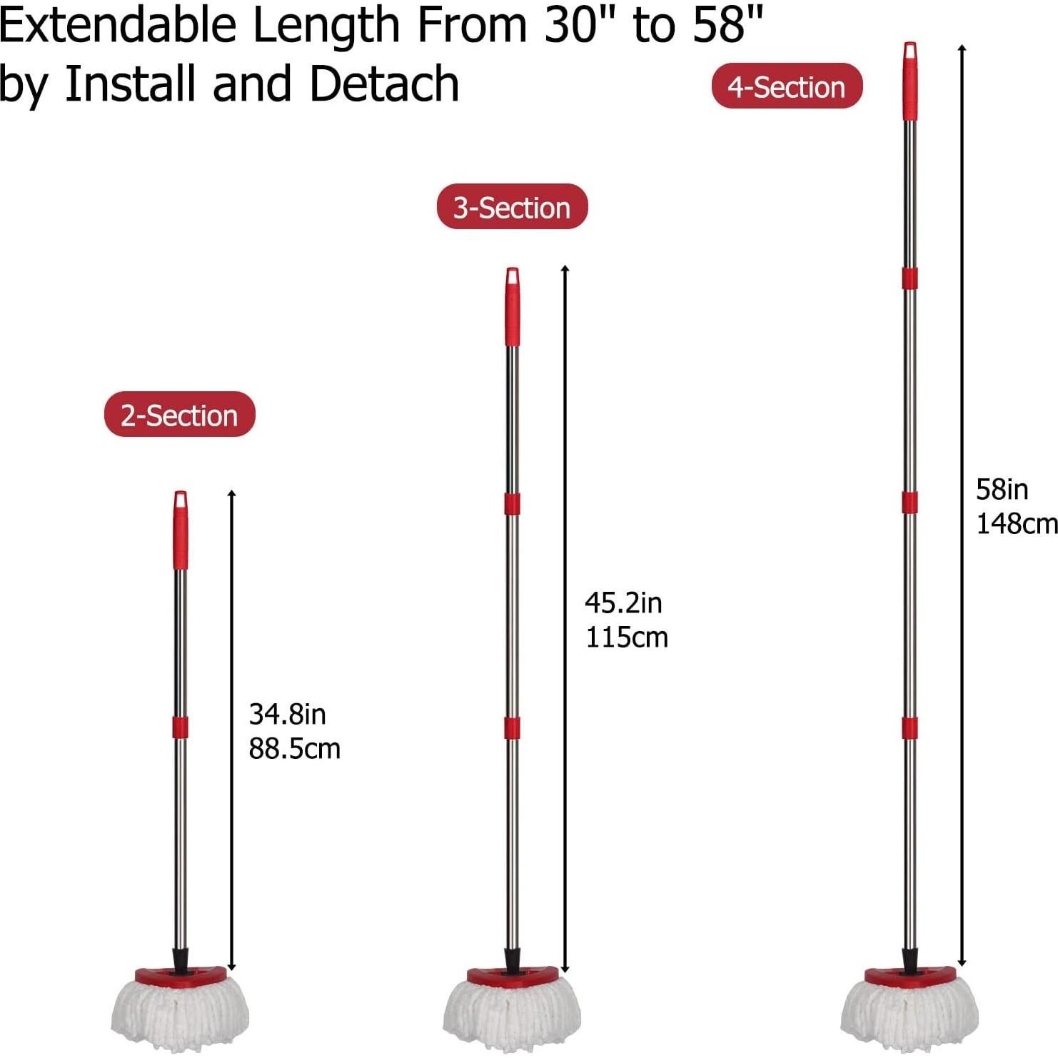 Mango de Repuesto Qulable para Mop Giratorio Ajustable 76-147 cm