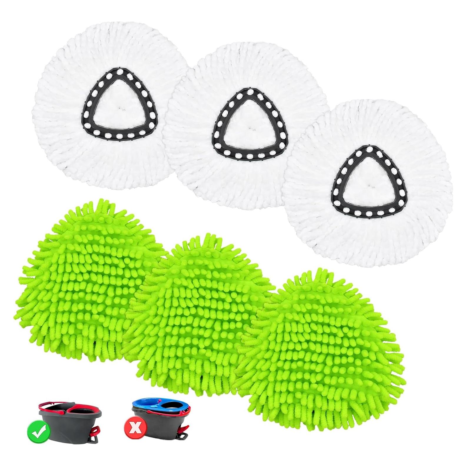 6 Recambios de Cabezas de Mopa Hezane para O Cedar - 3 Microfibra + 3 Chenille