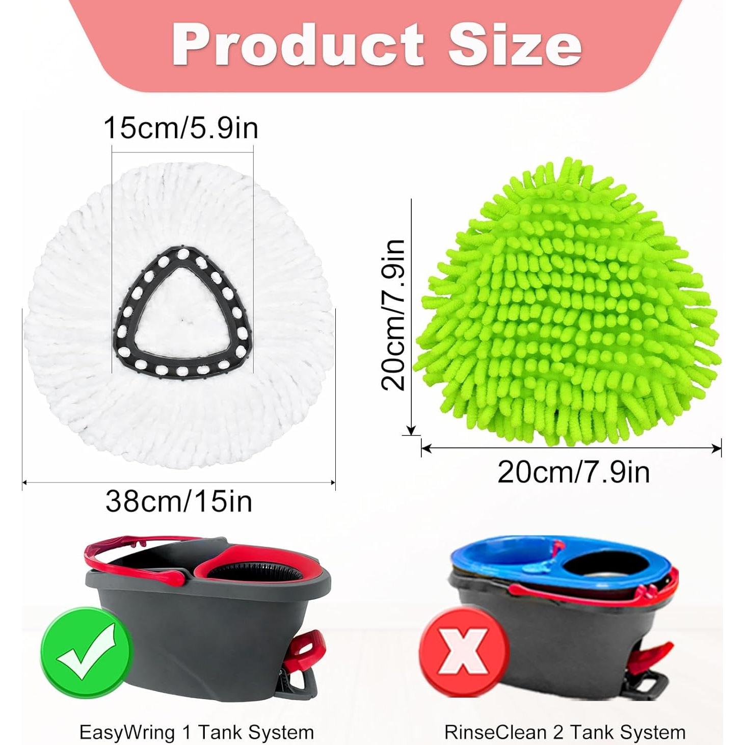 6 Recambios de Cabezas de Mopa Hezane para O Cedar - 3 Microfibra + 3 Chenille