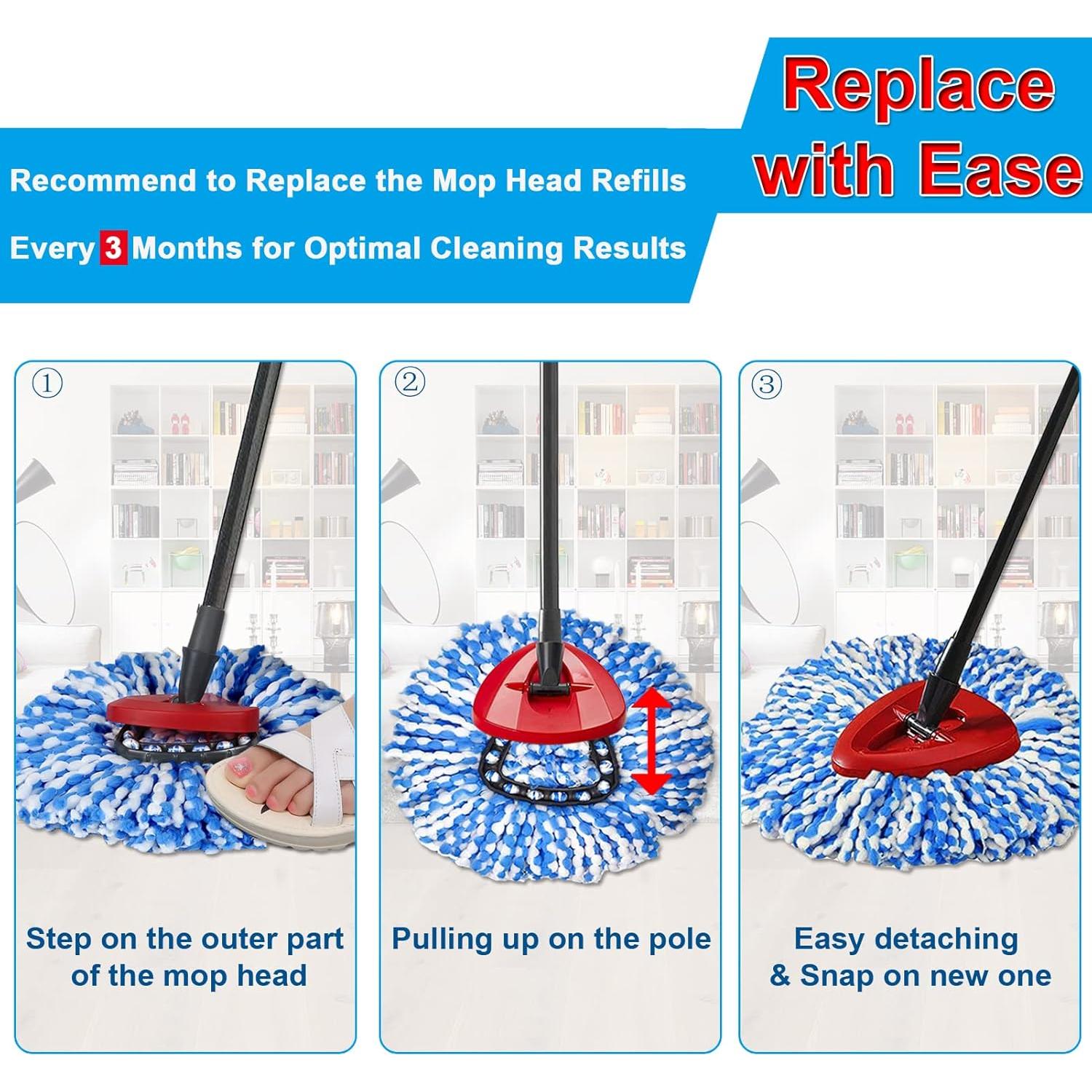 3 Recargas de Cabezal de Mopa RUXIEWEY Microfibra Ultra Absorbente