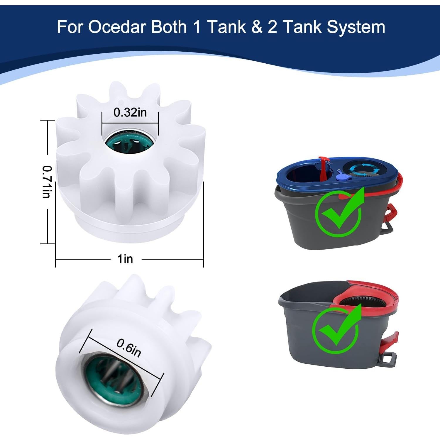 3 Piezas Engranajes de Reemplazo para Mopa Giratoria Oceda