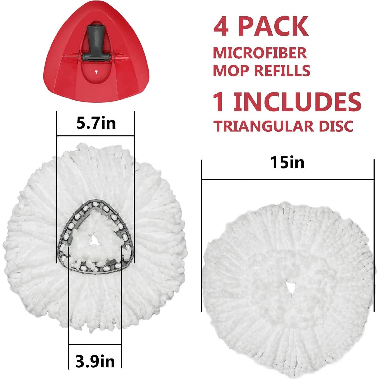 Cabezal de Repuesto para Mop de Giro Triangular Qulable - 4 Recargas Microfibra