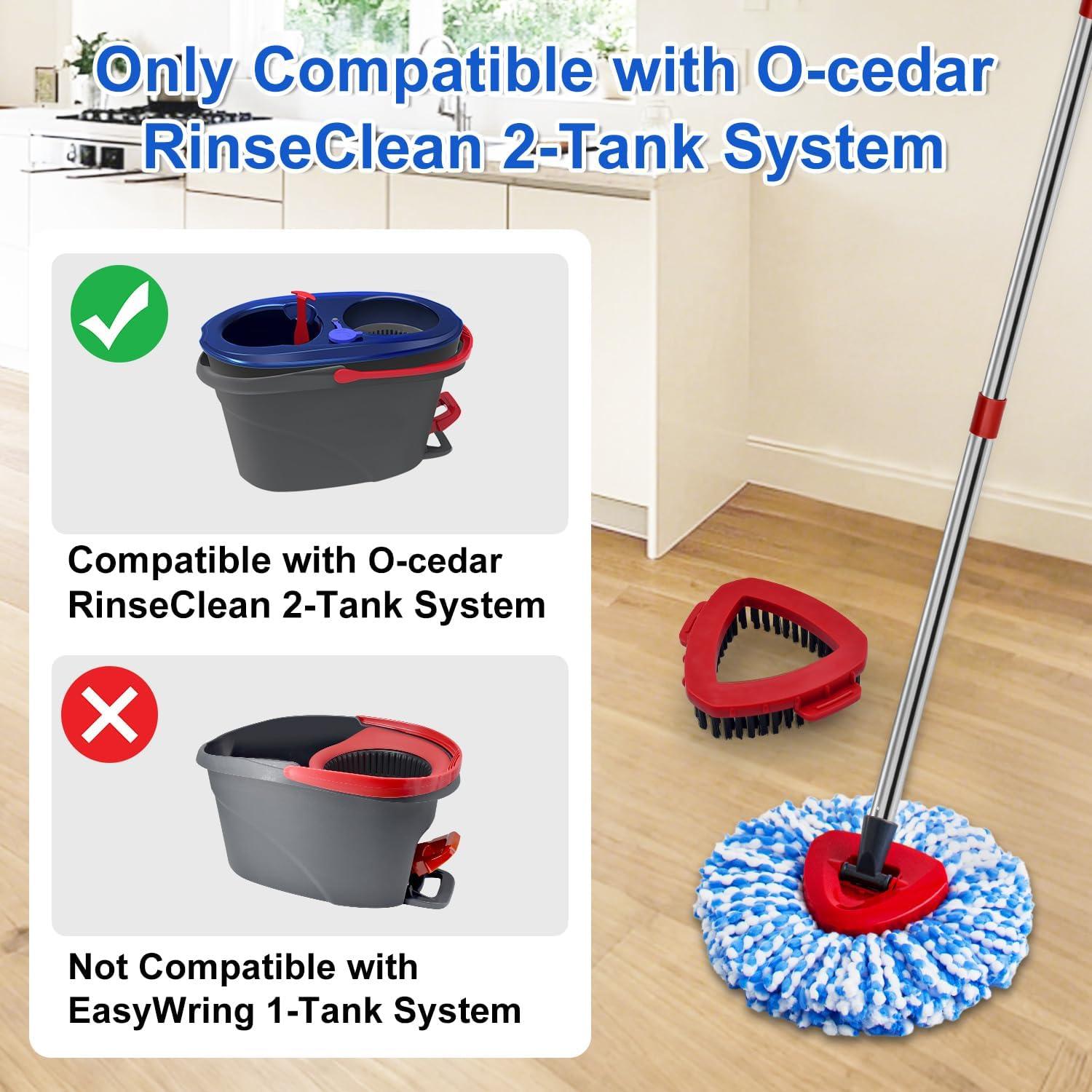 Mop Head Replacement Compatiable with Ocedar RinseClean 2-Tank System, Mircofiber Mop Heads Refill and Scrub Brush for O Cedar Rinseclean Spin Mop, 6 Pack Mop Refills & 2 Scrub Head for Floor Cleaning