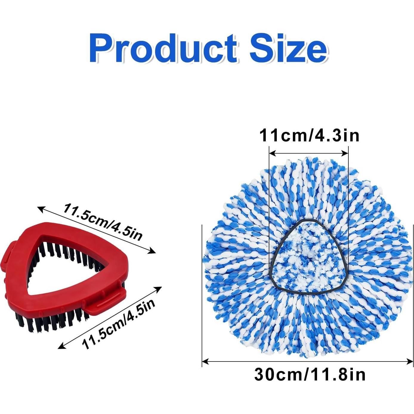 Mop Head Replacement Compatiable with Ocedar RinseClean 2-Tank System, Mircofiber Mop Heads Refill and Scrub Brush for O Cedar Rinseclean Spin Mop, 6 Pack Mop Refills & 2 Scrub Head for Floor Cleaning
