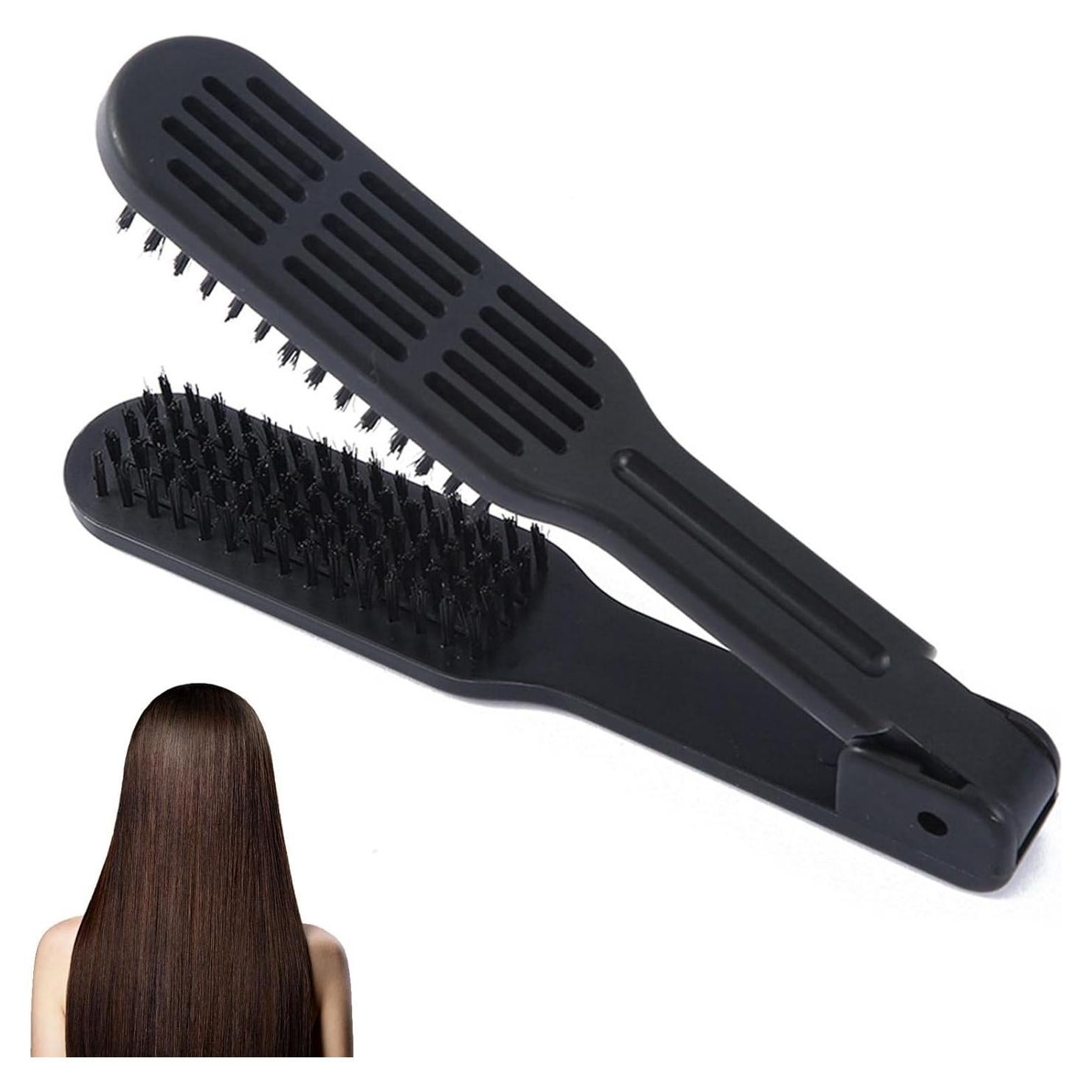 Cepillo Alisador de Cabello JIANWEI Negro, Cerdas Duales, 23cm