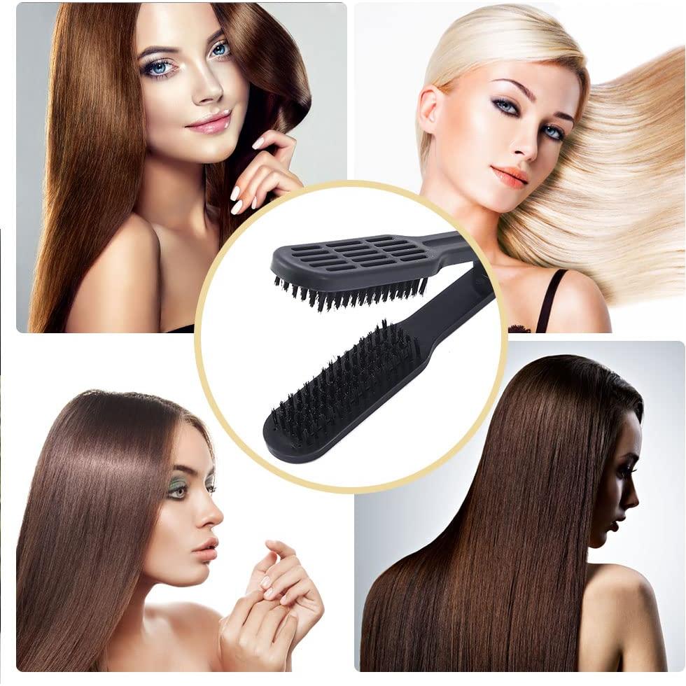 Cepillo Alisador de Cabello JIANWEI Negro, Cerdas Duales, 23cm