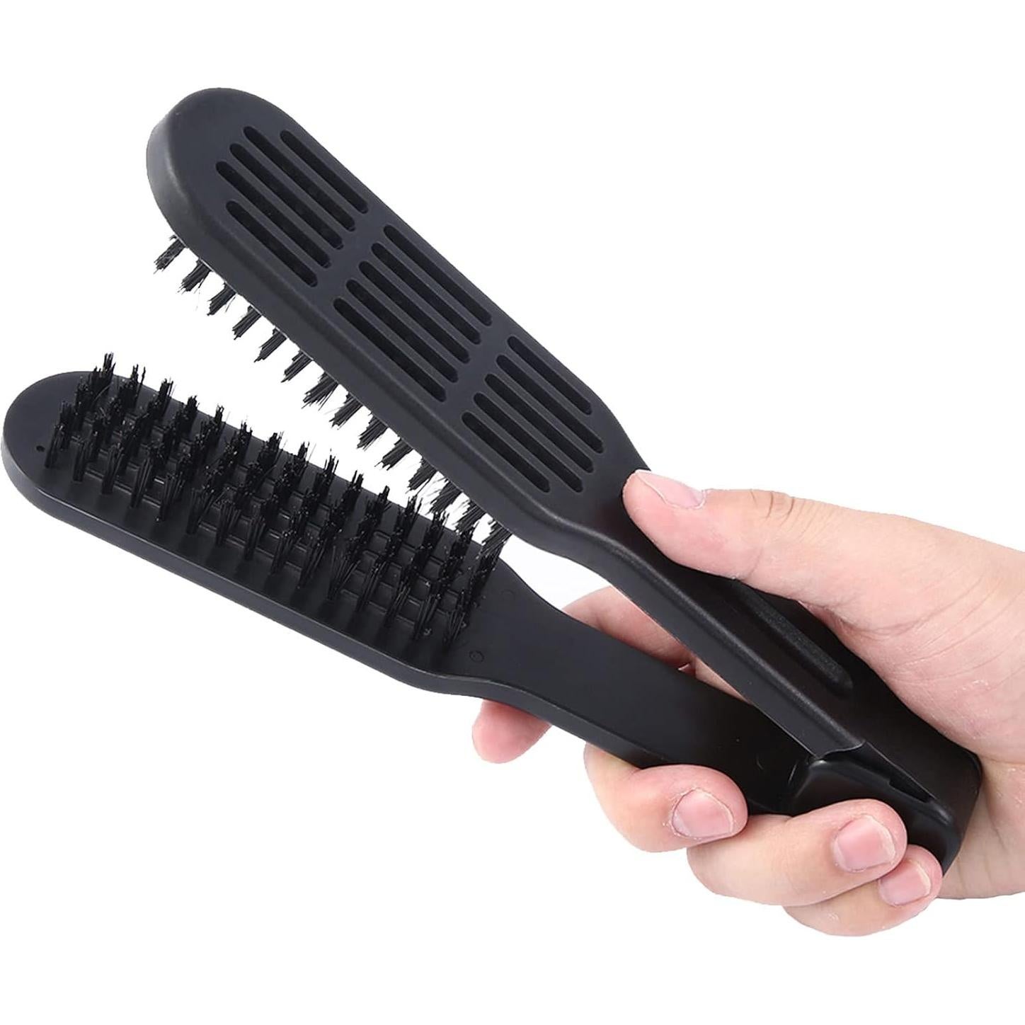 Cepillo Alisador de Cabello JIANWEI Negro, Cerdas Duales, 23cm