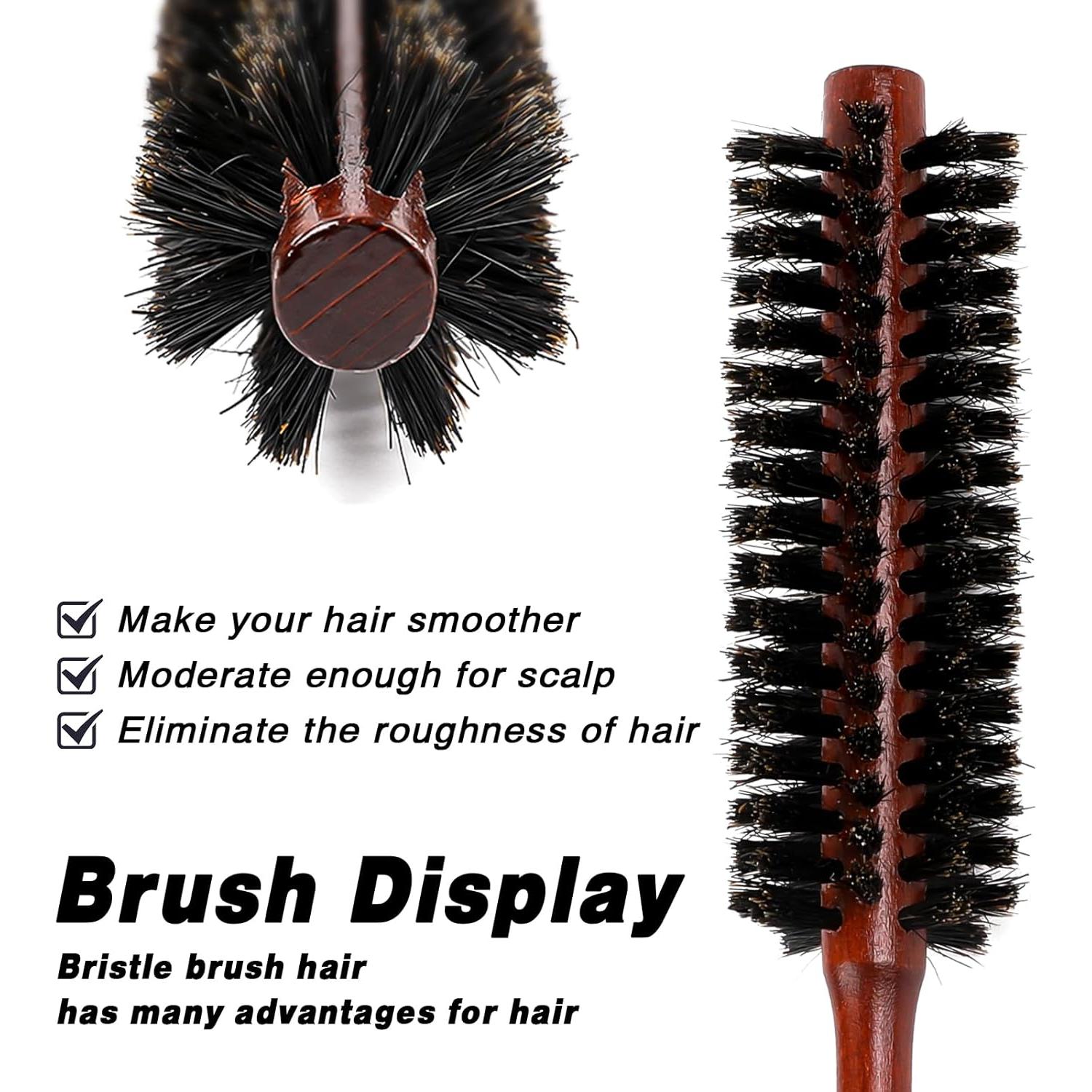 Cepillo Redondo de Cerda de Jabalí Natural 21cm - Madera