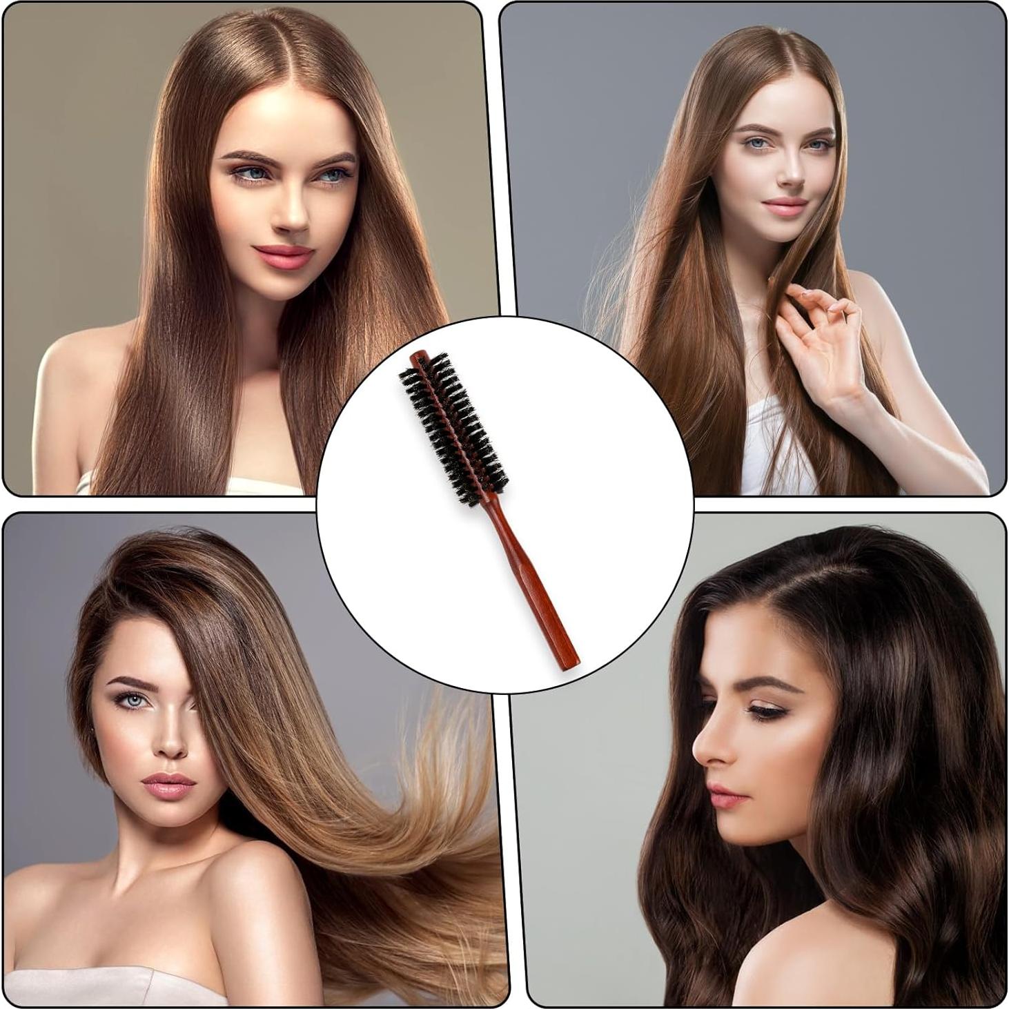 Cepillo Redondo de Cerda de Jabalí Natural 21cm - Madera