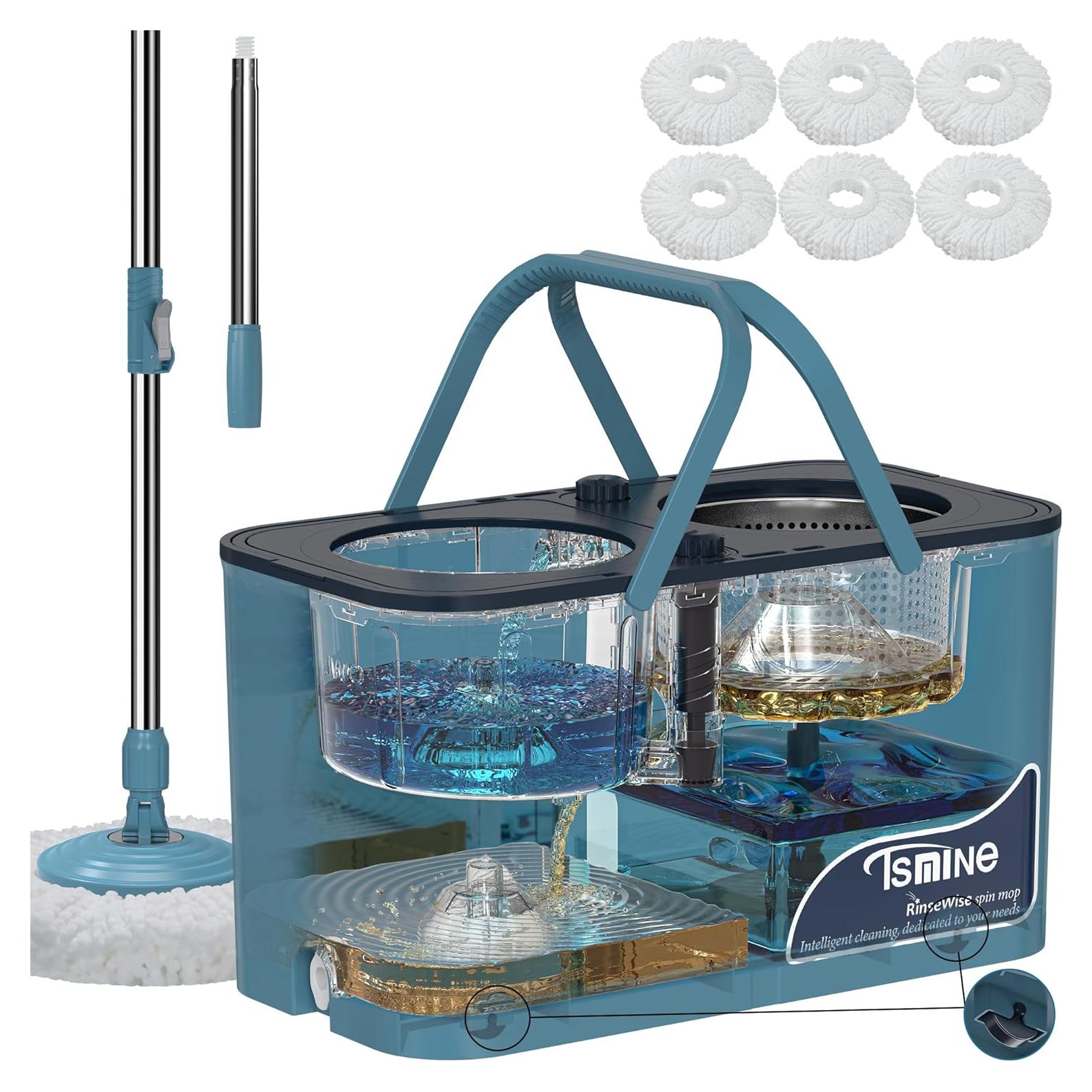 Mopa Giratoria RinseWise con Cubo y 6 Cabezas de Repuesto