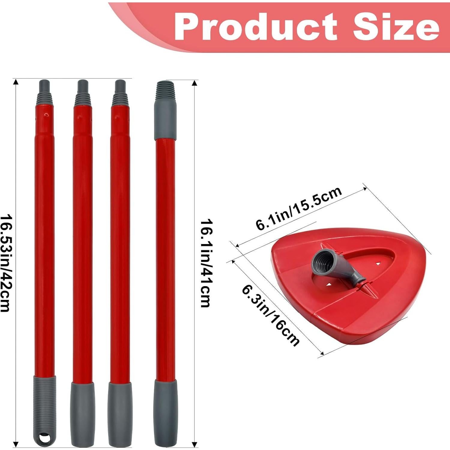 Mango de Mopa Giratoria Hezane Rojo 4 Secciones Repuesto