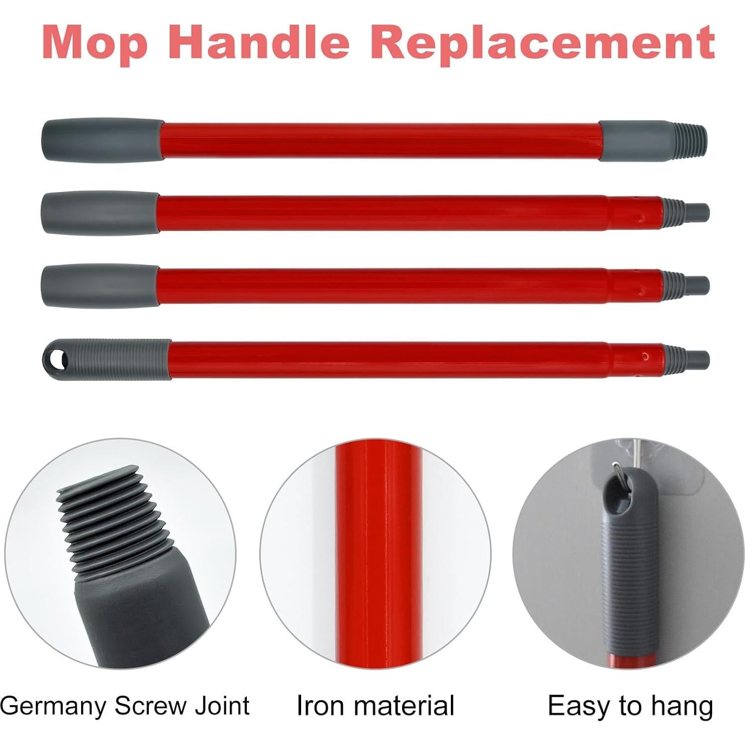 Mango de Mopa Giratoria Hezane Rojo 4 Secciones Repuesto