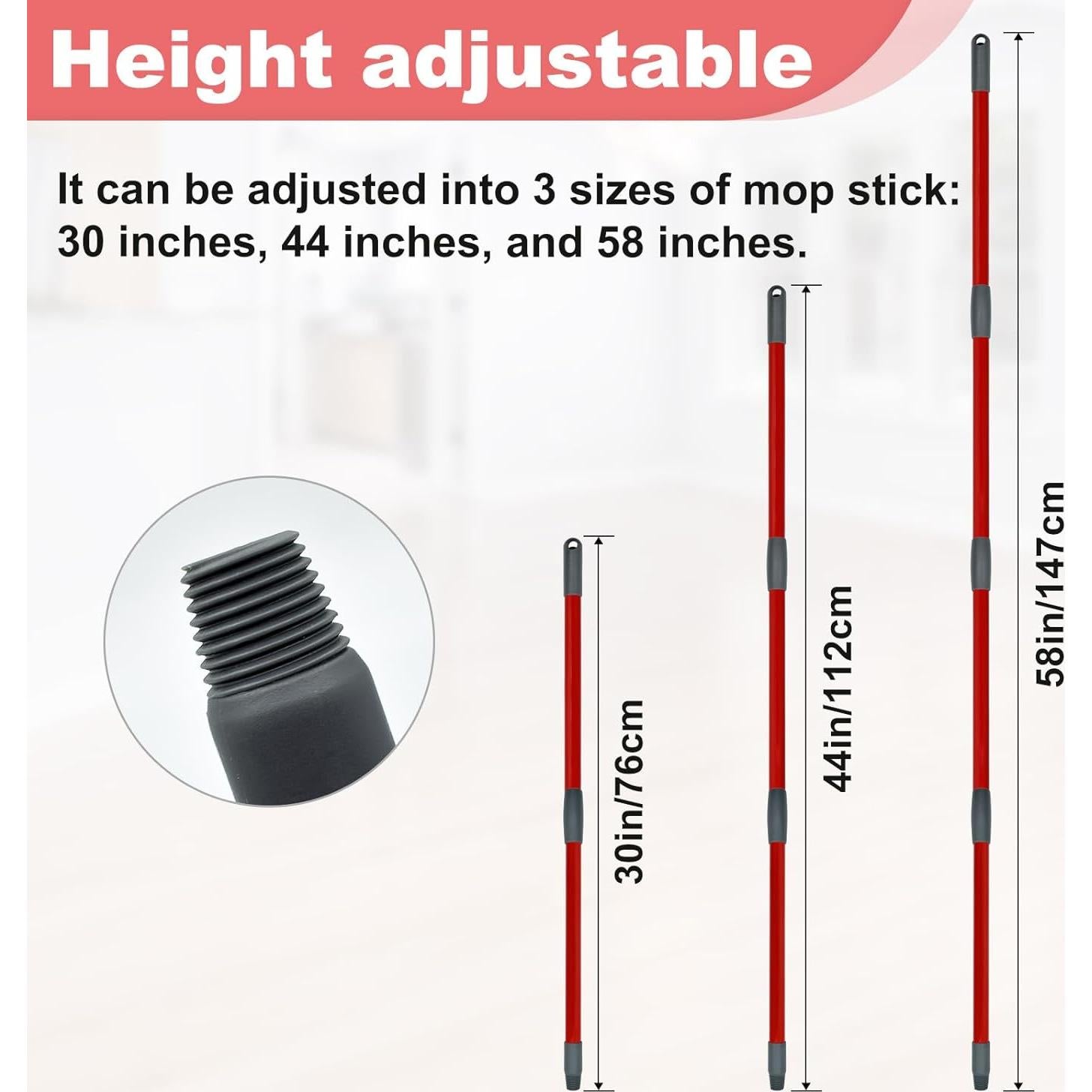 Mango de Mopa Giratoria Hezane Rojo 4 Secciones Repuesto