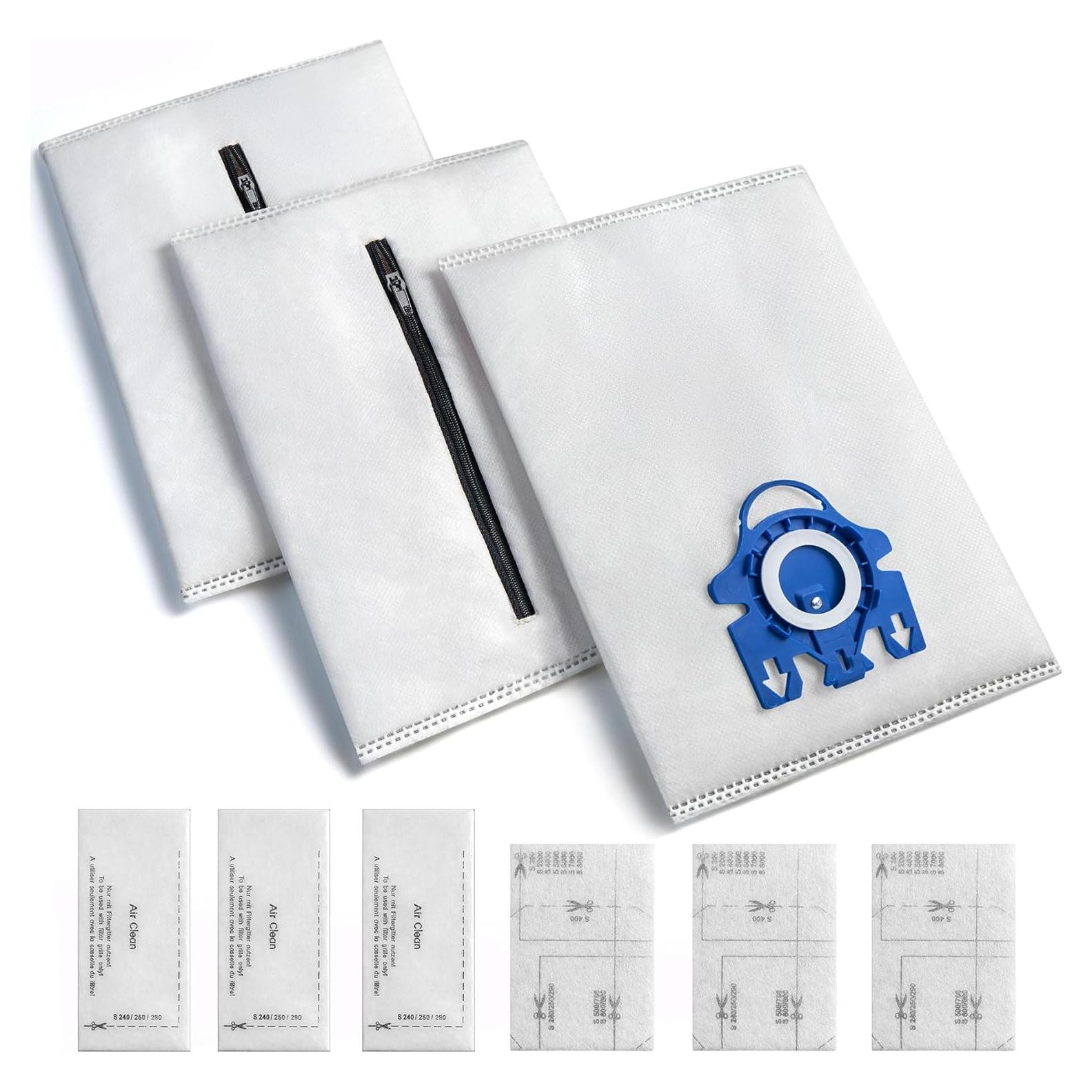 Bolsas de polvo reutilizables CHIKIXSON GN para Miele - 3 bolsas y 6 filtros