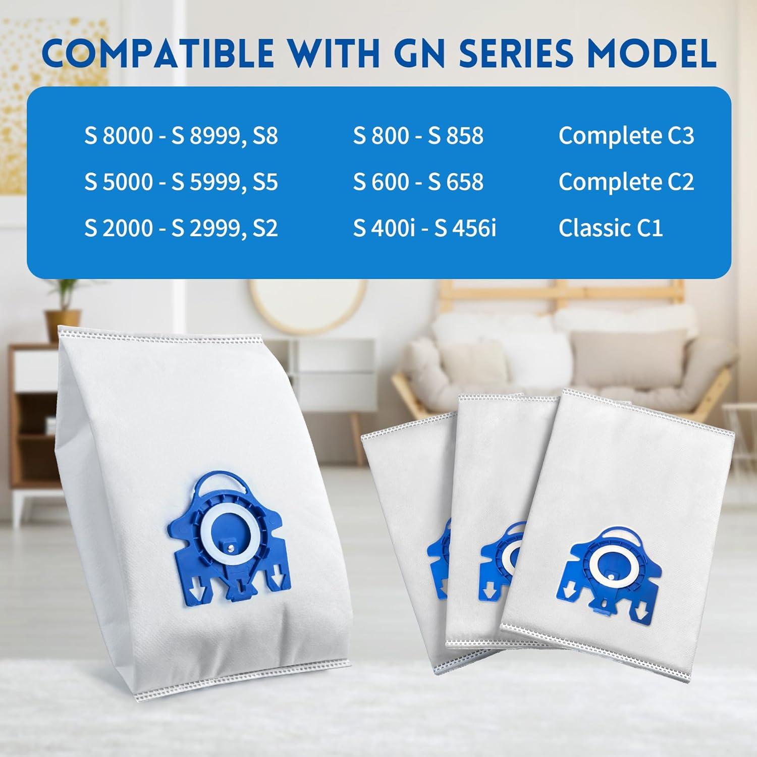 Bolsas de polvo reutilizables CHIKIXSON GN para Miele - 3 bolsas y 6 filtros