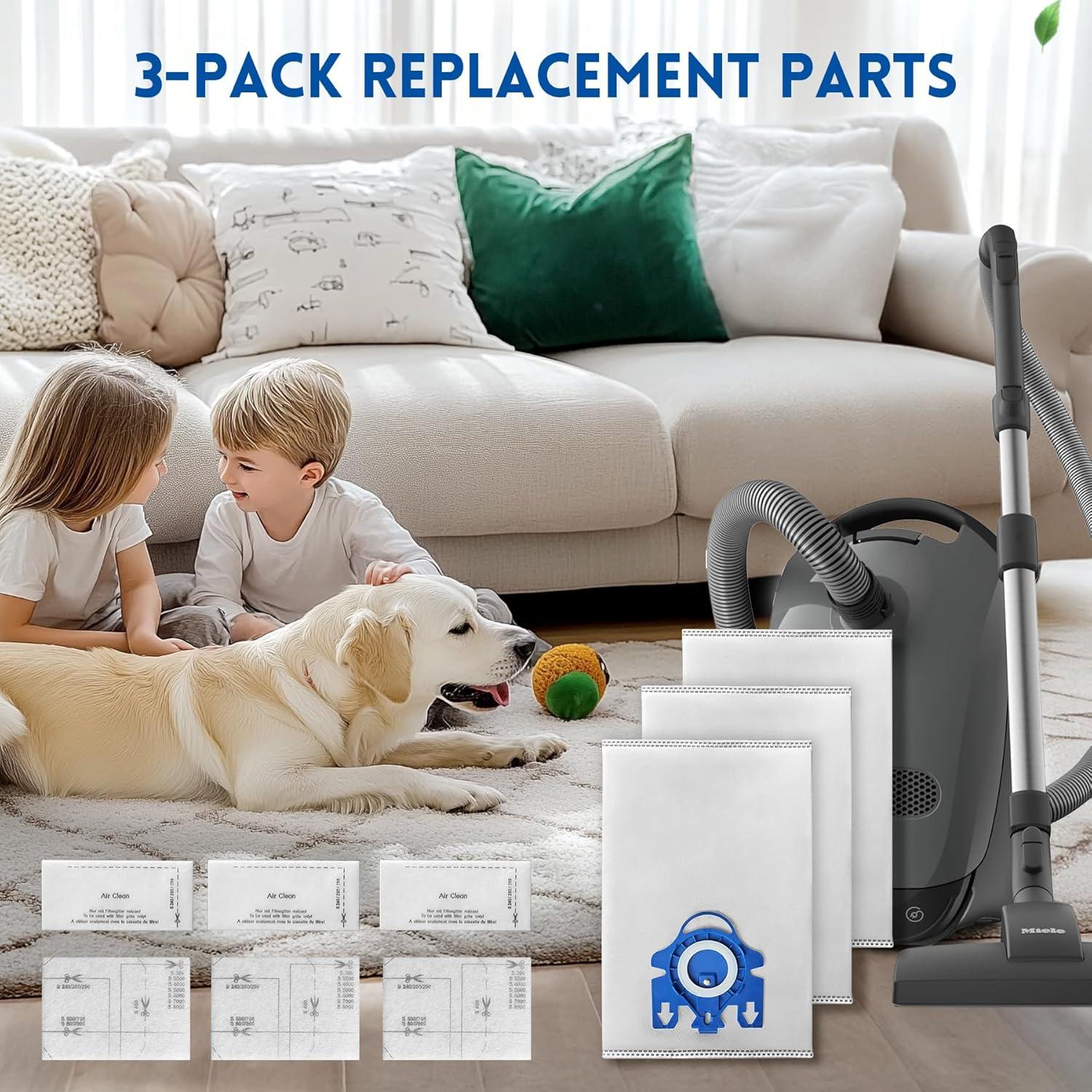 Bolsas de polvo reutilizables CHIKIXSON GN para Miele - 3 bolsas y 6 filtros