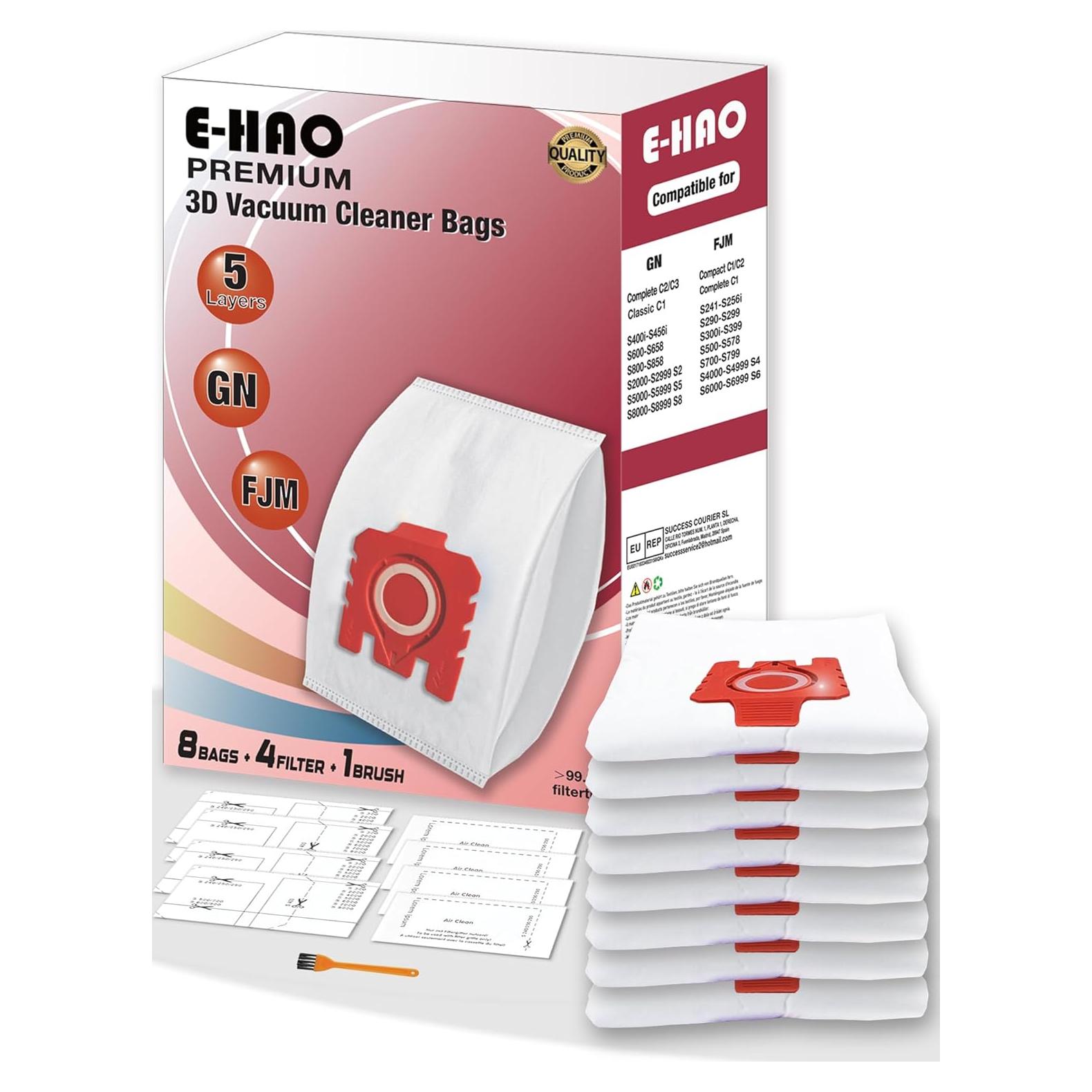 8 Bolsas de Polvo E-HAO para Aspiradora Miele FJM/GN