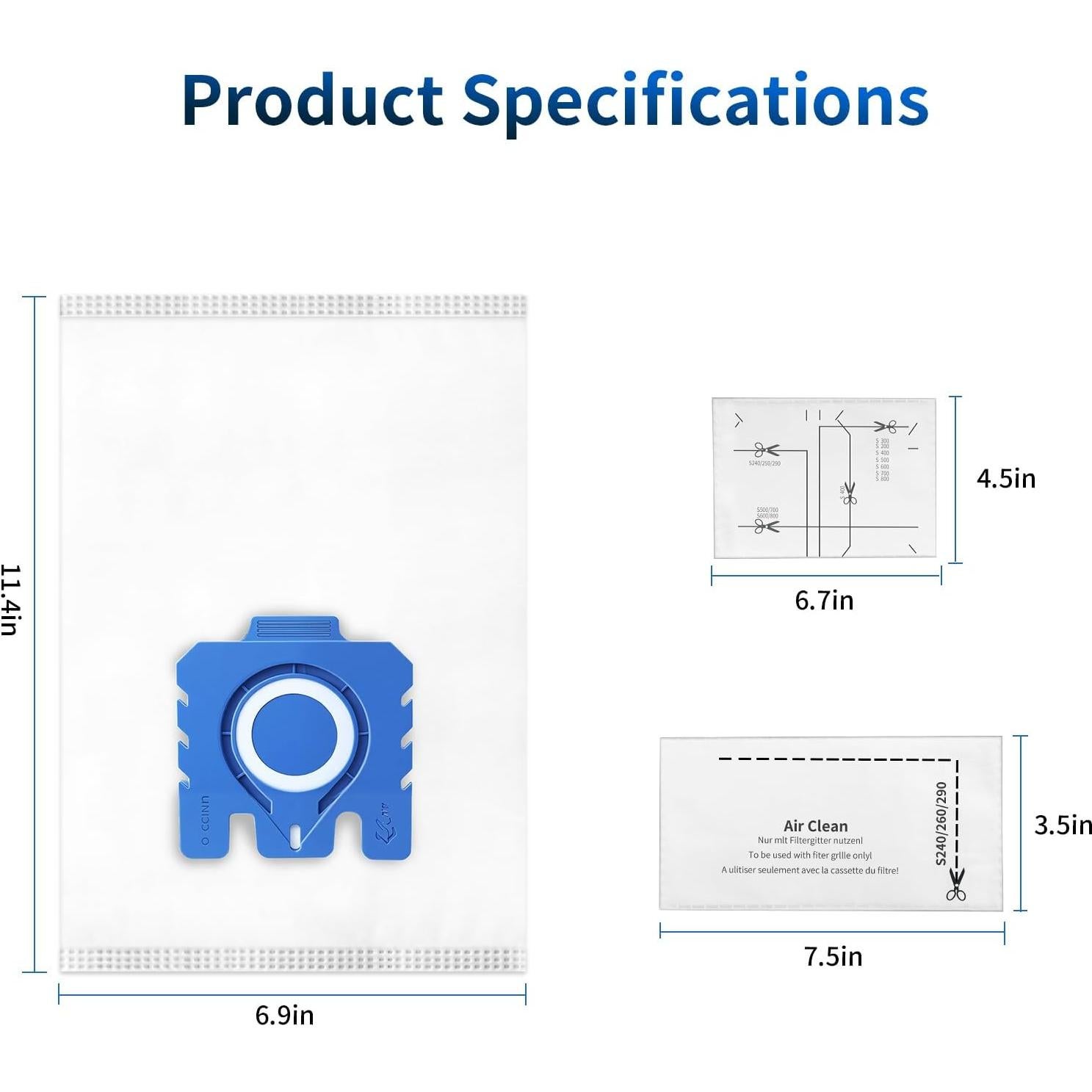 Paquete de 12 Bolsas de Aire 3D Gepphill para Aspiradora Miele
