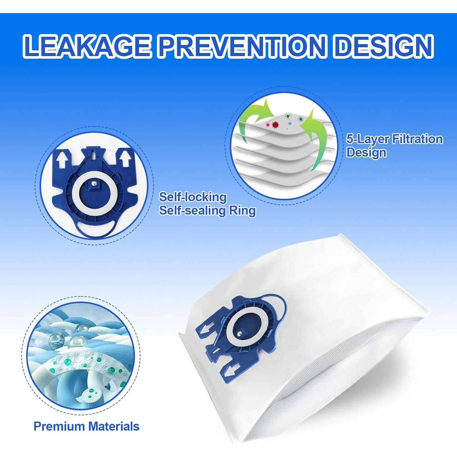 10 Bolsas de Aspiradora Miele GN + 2 Filtros MP y AC