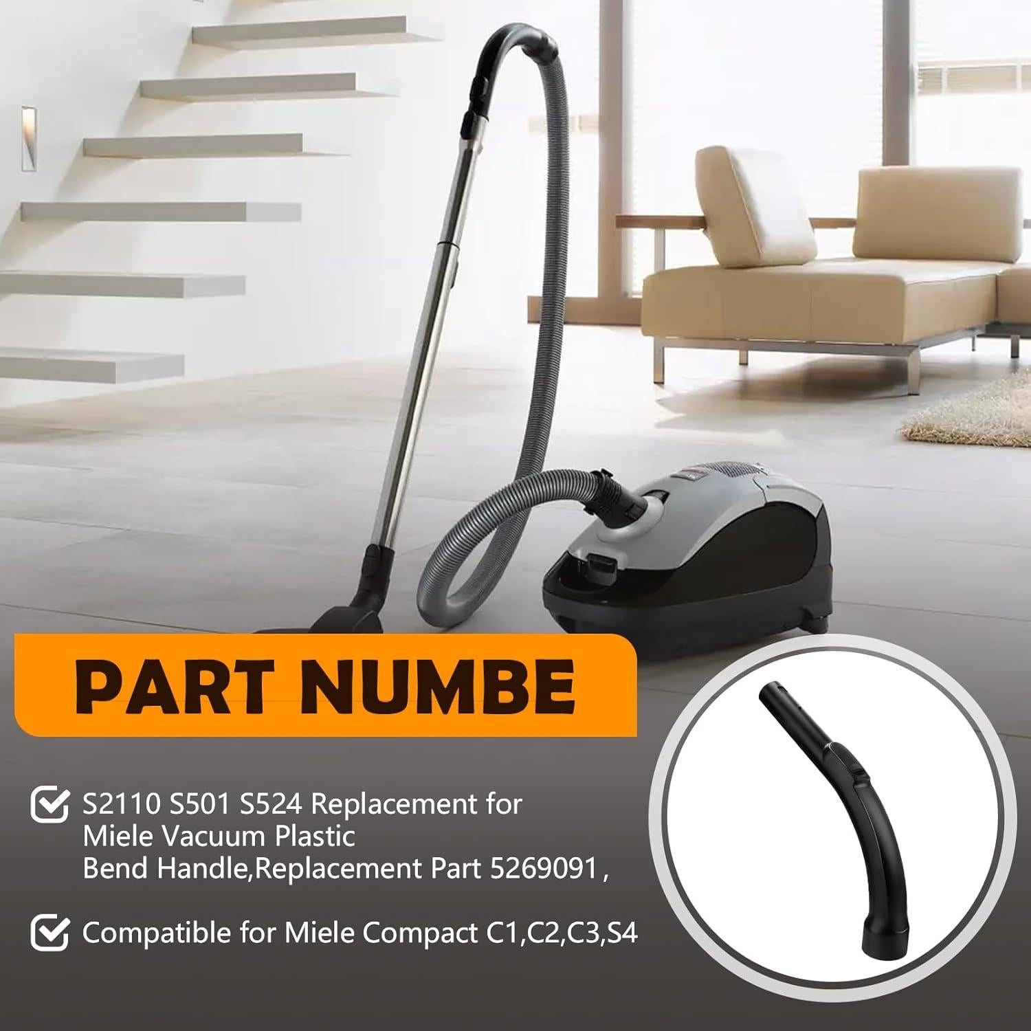 Mango Curvado de Plástico CHAR YONG para Aspiradora Miele 5269091