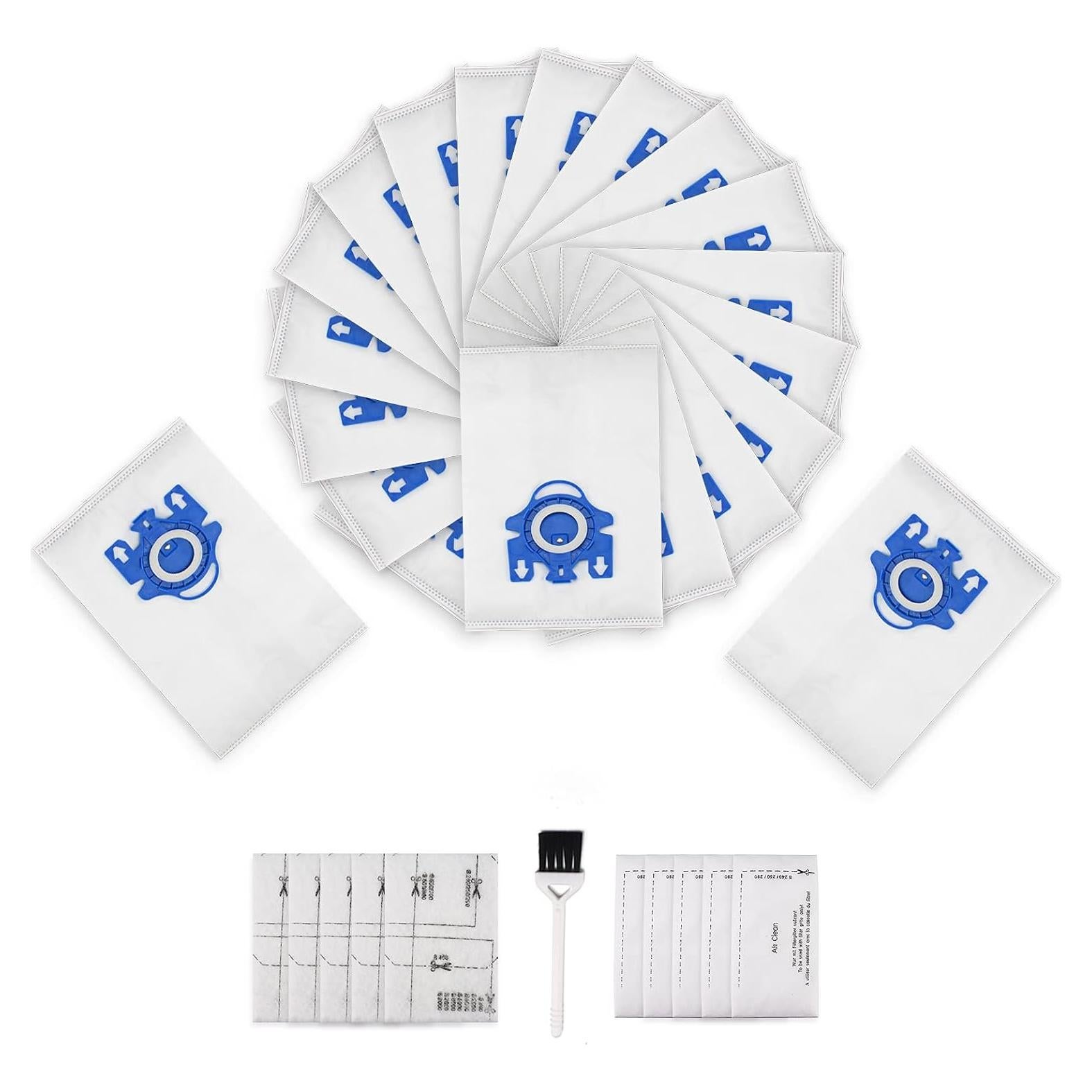 Improvedhand 20 Packs 3D Airclean Bags Replacement for Miele GN Vacuum Classic C1 Complete C1 Complete C2 S227 S240 S270 S400 S2 S5 S8 Series with 5 Motor Protection Filters, 5 AirClean Filters