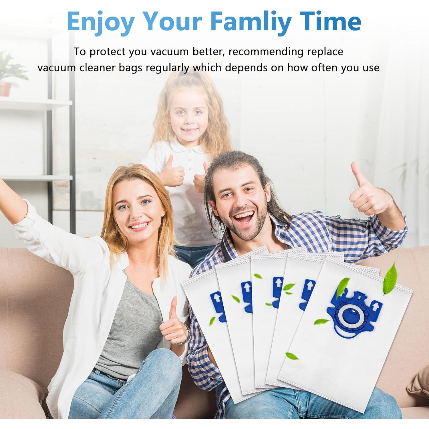 Improvedhand 20 Packs 3D Airclean Bags Replacement for Miele GN Vacuum Classic C1 Complete C1 Complete C2 S227 S240 S270 S400 S2 S5 S8 Series with 5 Motor Protection Filters, 5 AirClean Filters