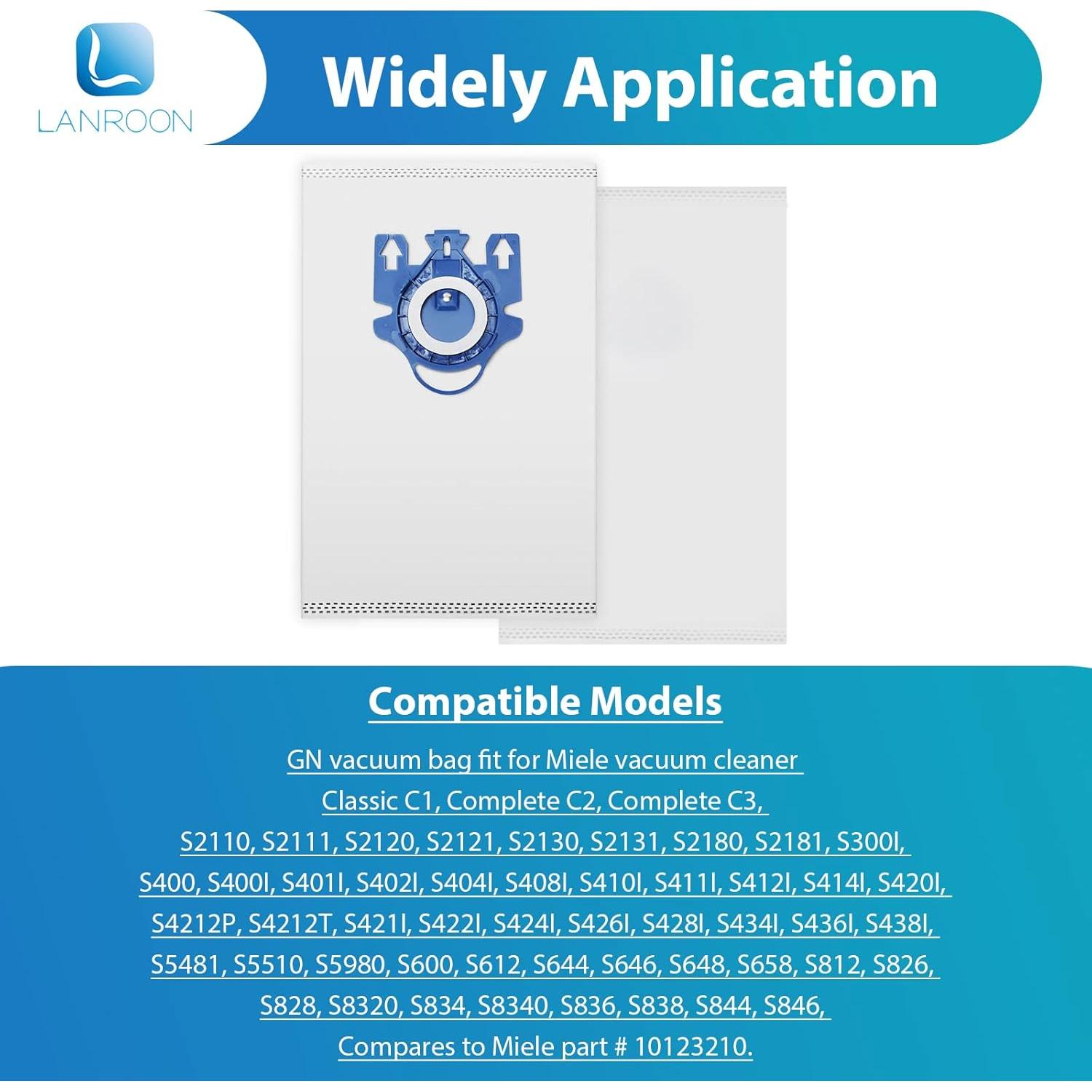 Paquete de 24 Bolsas GN LANROON para Aspiradoras Miele