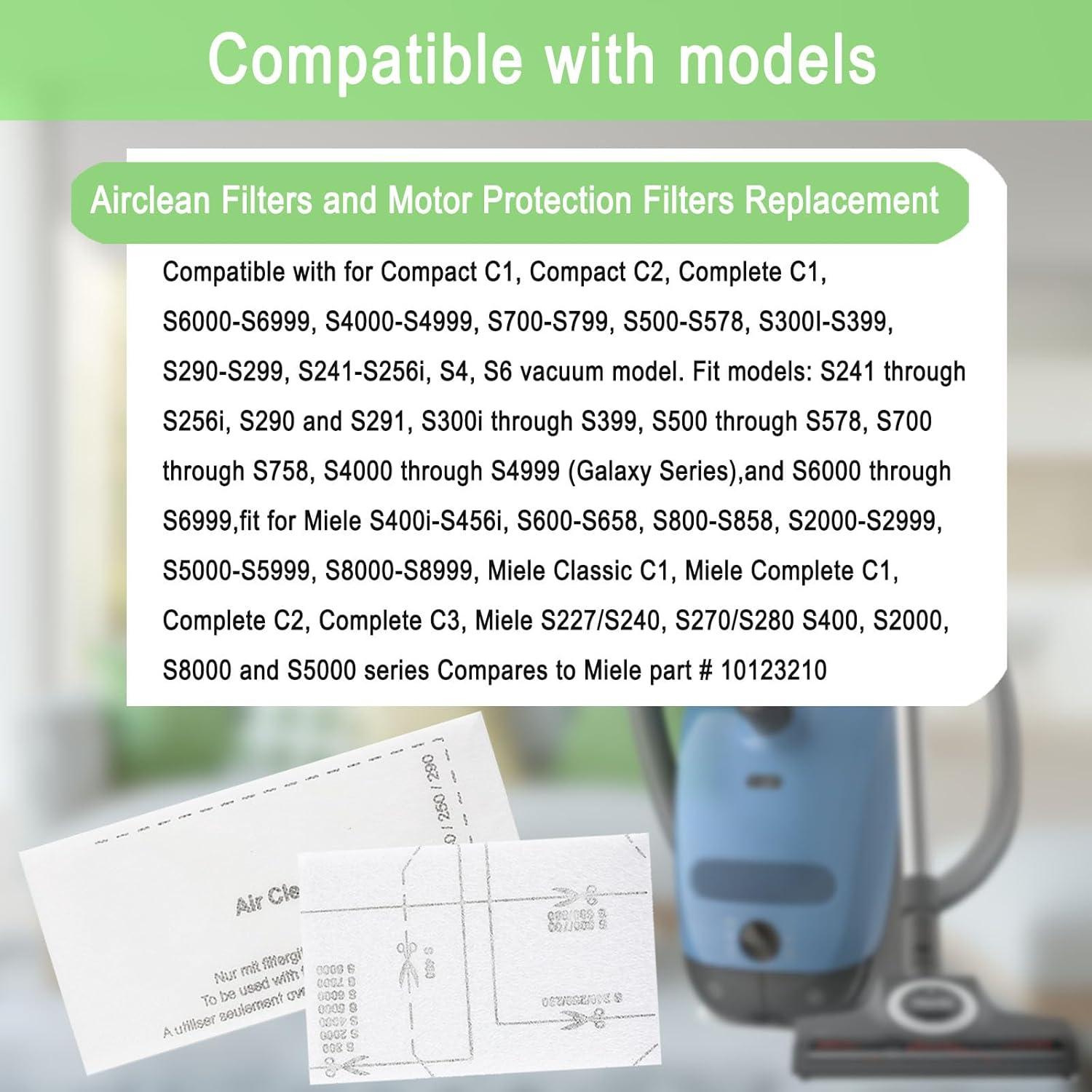 8 Filtros de Aire y Motor MalhSlix para Aspiradoras Miele