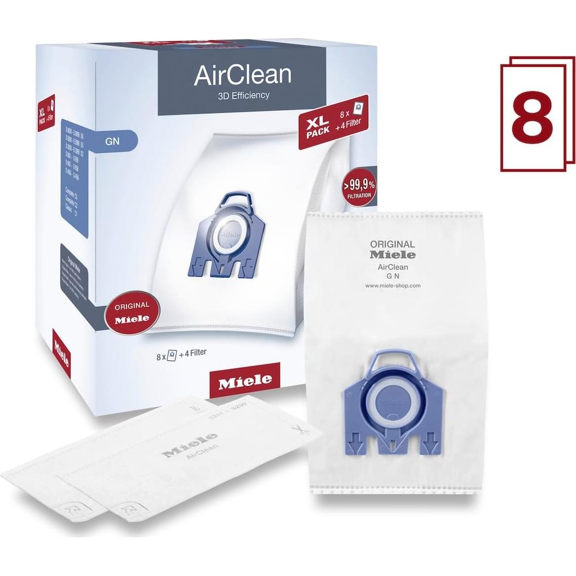 Bolsas de Aspiradora Miele AirClean 3D GN - Paquete de 8
