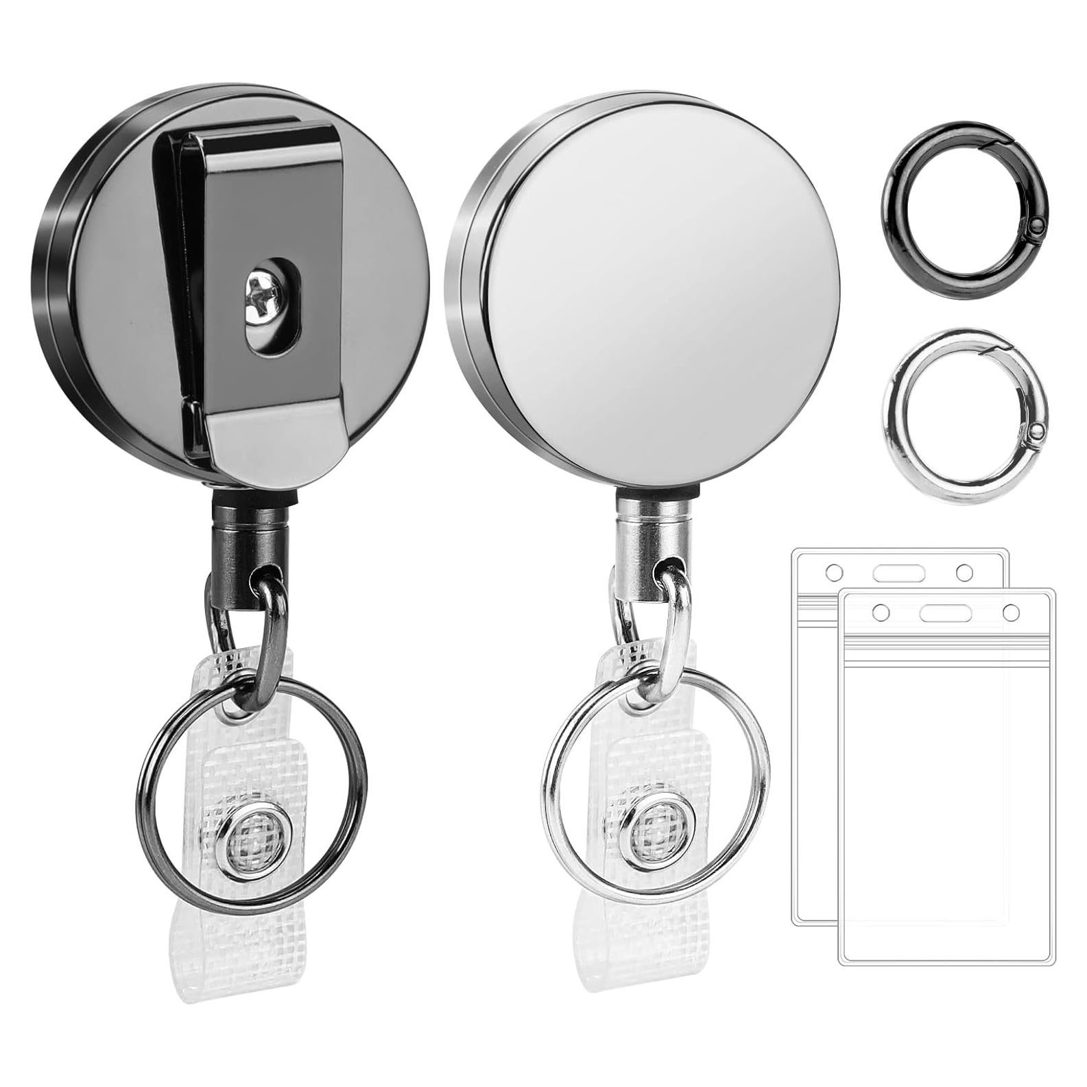 Paquete de 2 Portacarnets Retráctiles Maileto Negro y Plata