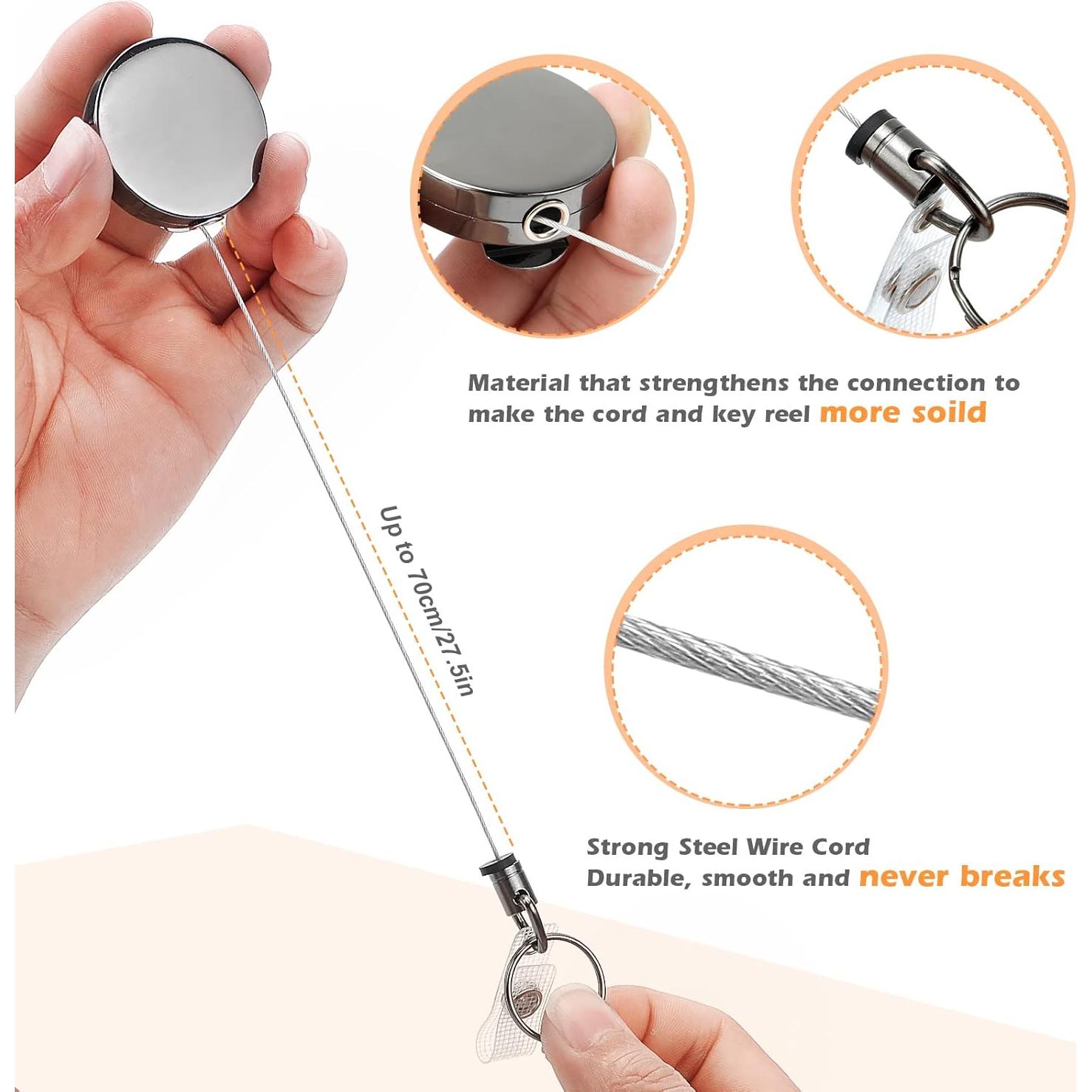 Paquete de 2 Portacarnets Retráctiles Maileto Negro y Plata