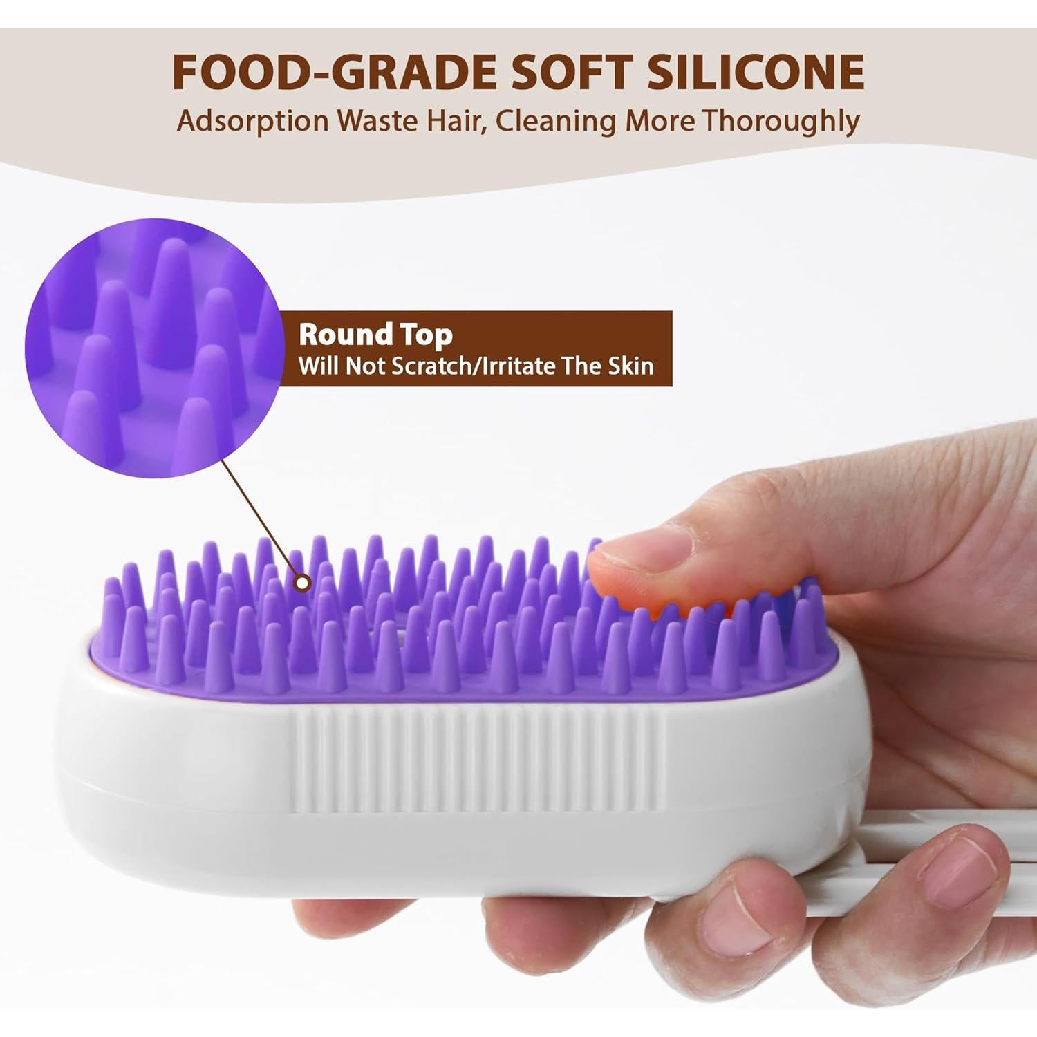 Cepillo de Vapor para Gatos 4 en 1 Baytion Púrpura