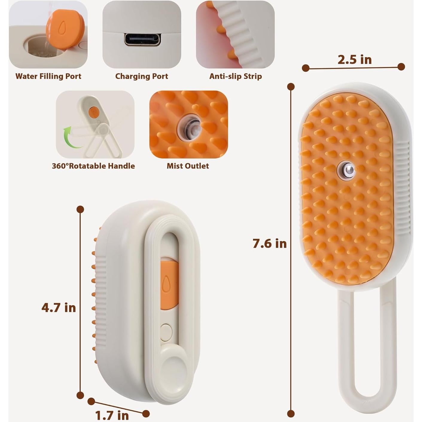 Cepillo de Vapor para Gatos 4 en 1 Baytion Púrpura