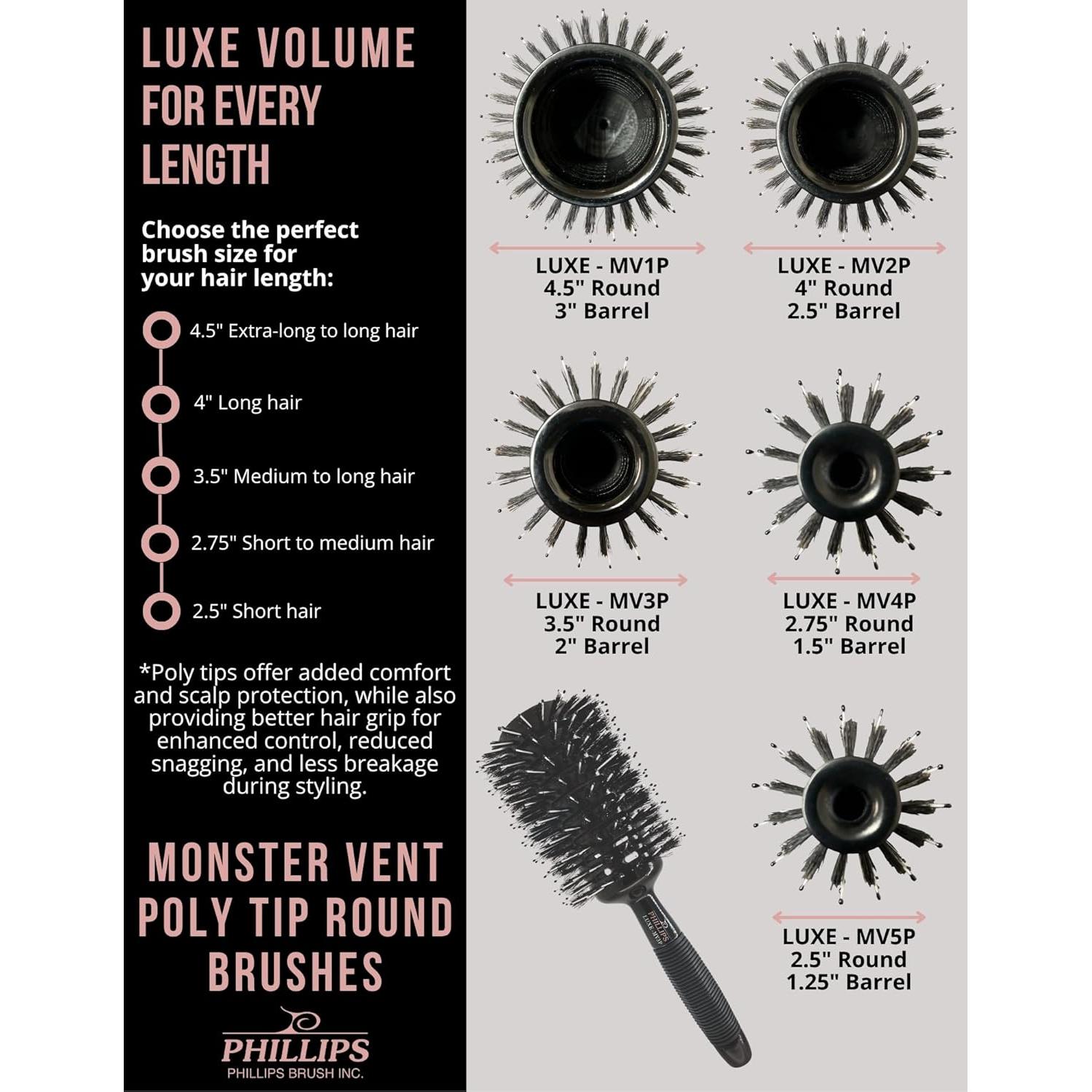 Cepillo Redondo Phillips Brush Luxe Monster Vent 10 cm Negro y Oro Rosa