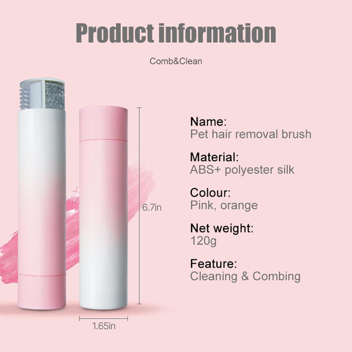 Cepillo Removedor de Pelo de Mascotas Beberoad 2-en-1 Rosa
