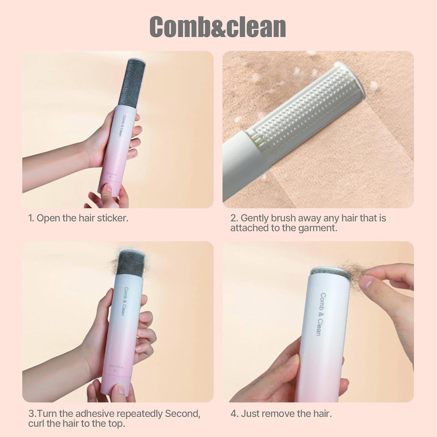 Cepillo Removedor de Pelo de Mascotas Beberoad 2-en-1 Rosa