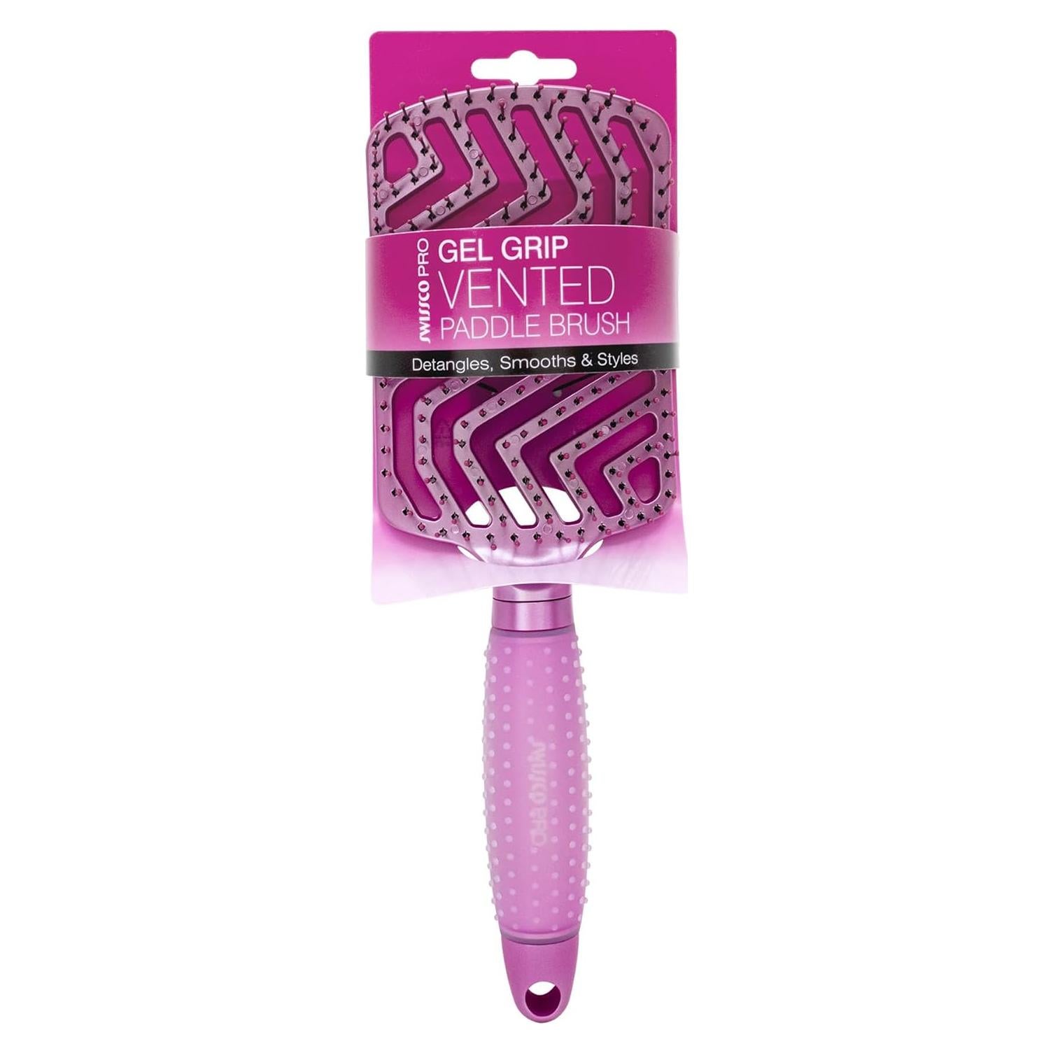 Cepillo de Pelo Ventilado Swissco Pro Gel Grip Rosa