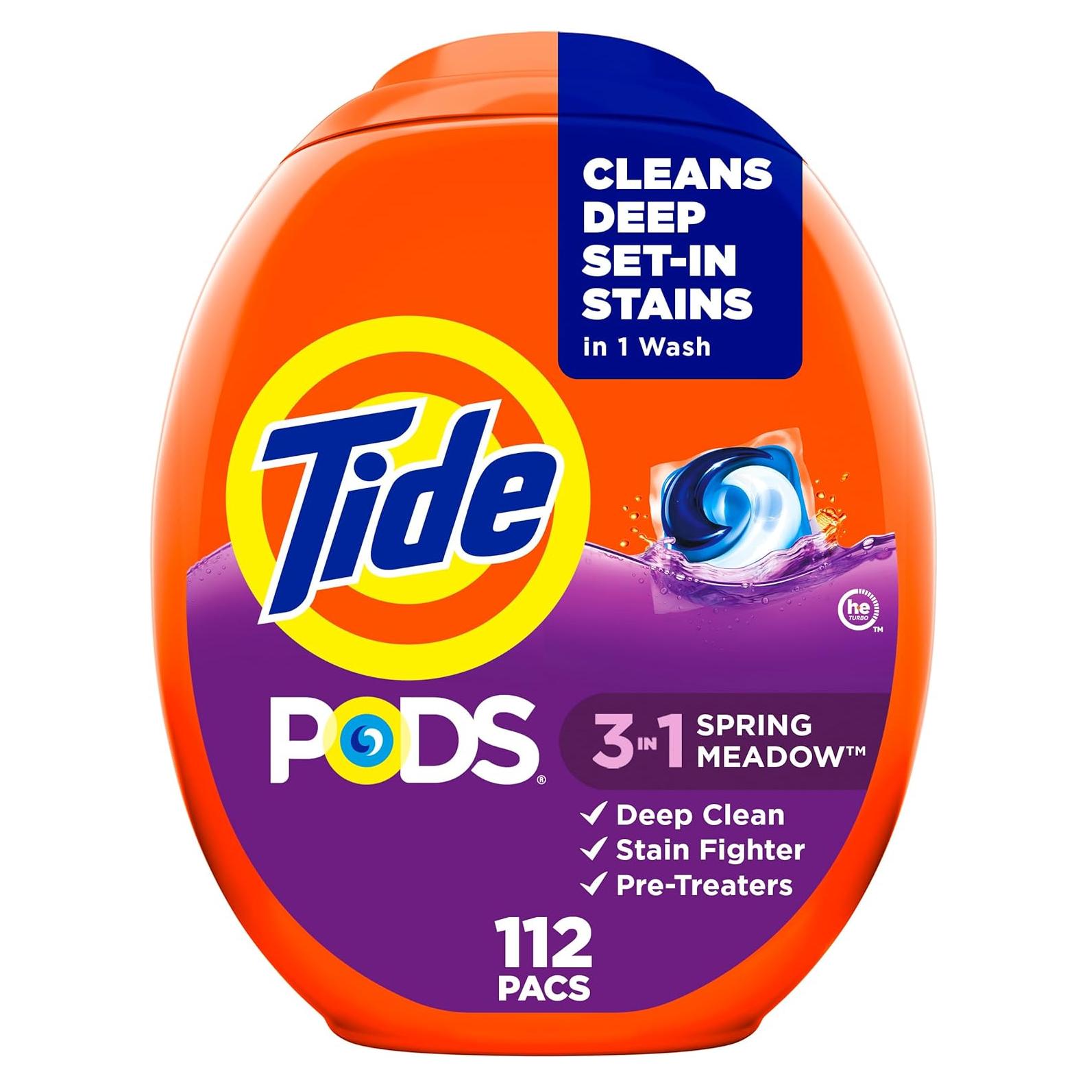 Detergente para Ropa Tide PODS 3-en-1 Pradera Primaveral 112 Unidades