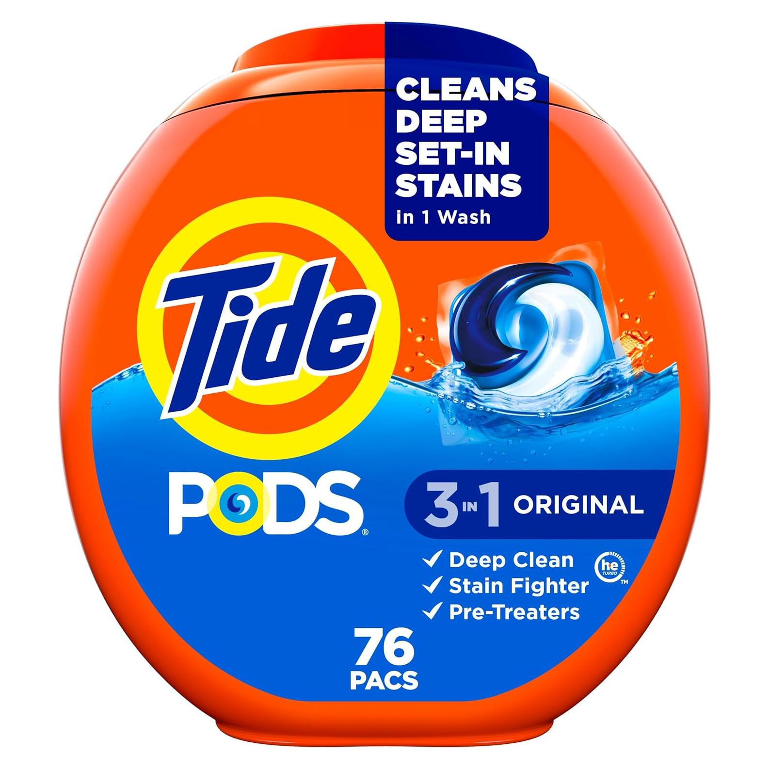 Tide PODS Detergente para Ropa 3-en-1 Aroma Original 76 Unidades