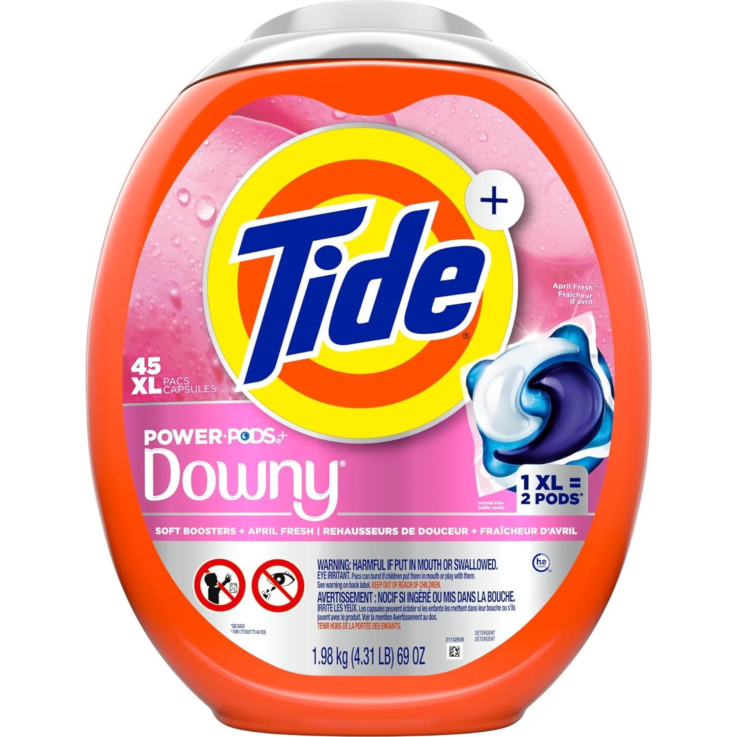 Detergente para Ropa Tide Power PODs 2-en-1 con Downy 45 Unidades