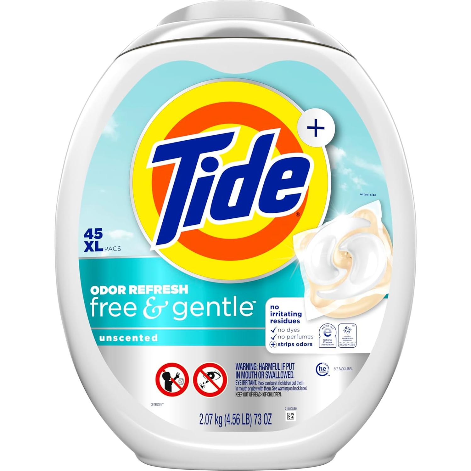 Tide PODS Libre y Suave 45 Unidades Detergente Hipoalergénico
